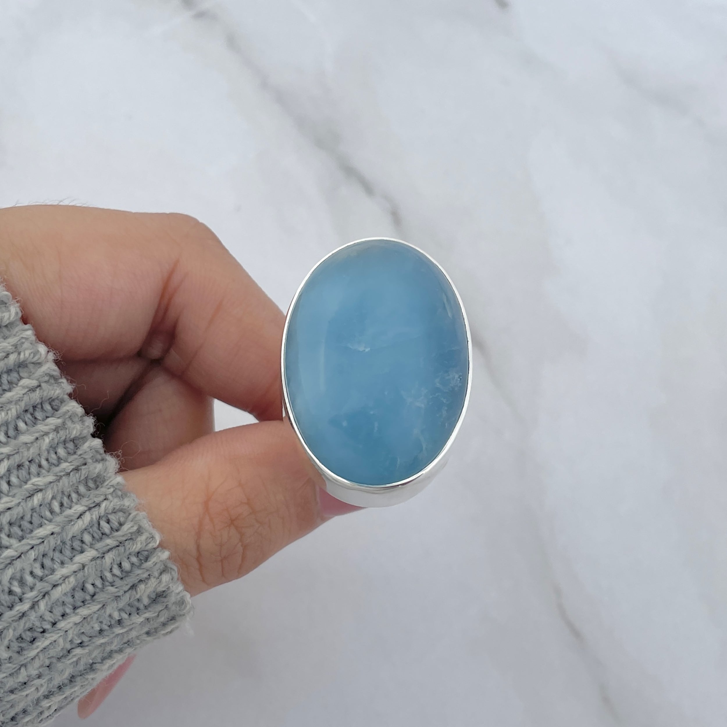 Aquamarine Adjustable Ring-(AQM-R-45.)