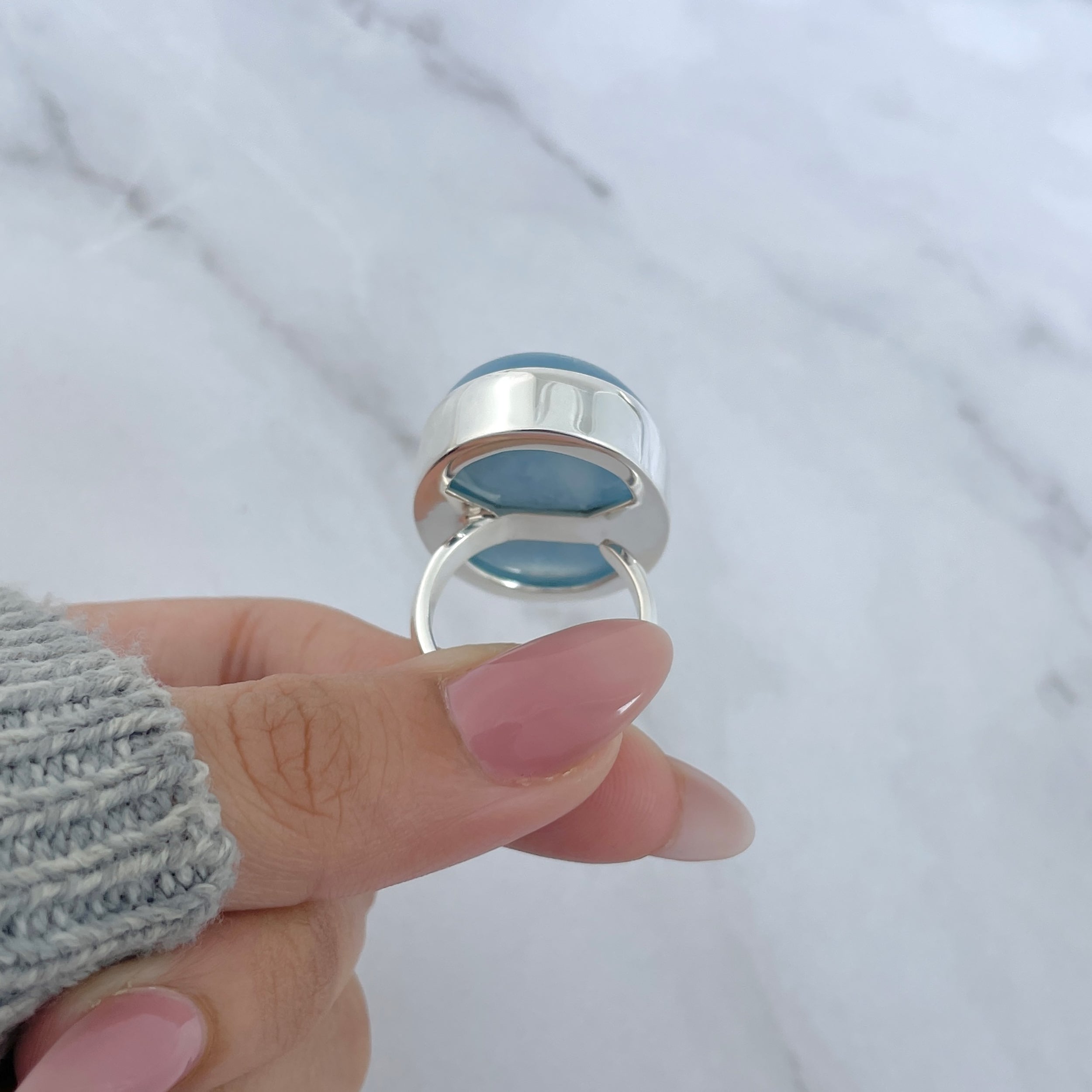 Aquamarine Adjustable Ring-(AQM-R-45.)
