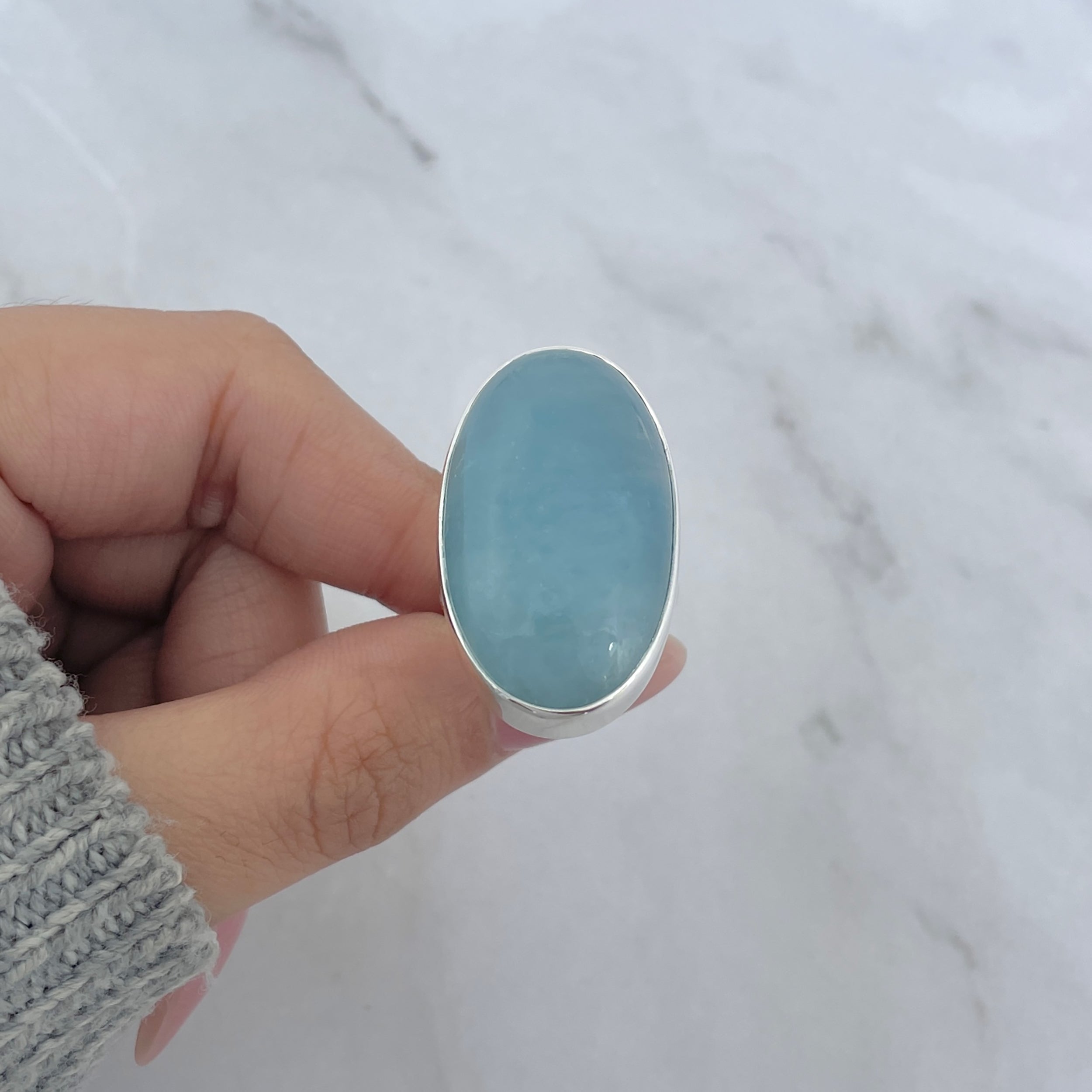 Aquamarine Adjustable Ring-(AQM-R-47.)