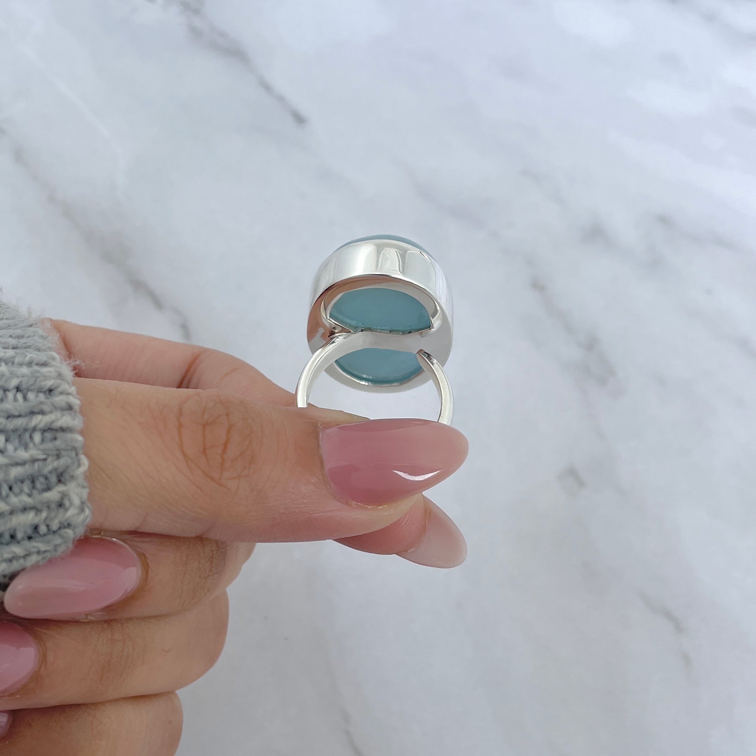Aquamarine Adjustable Ring-(AQM-R-47.)