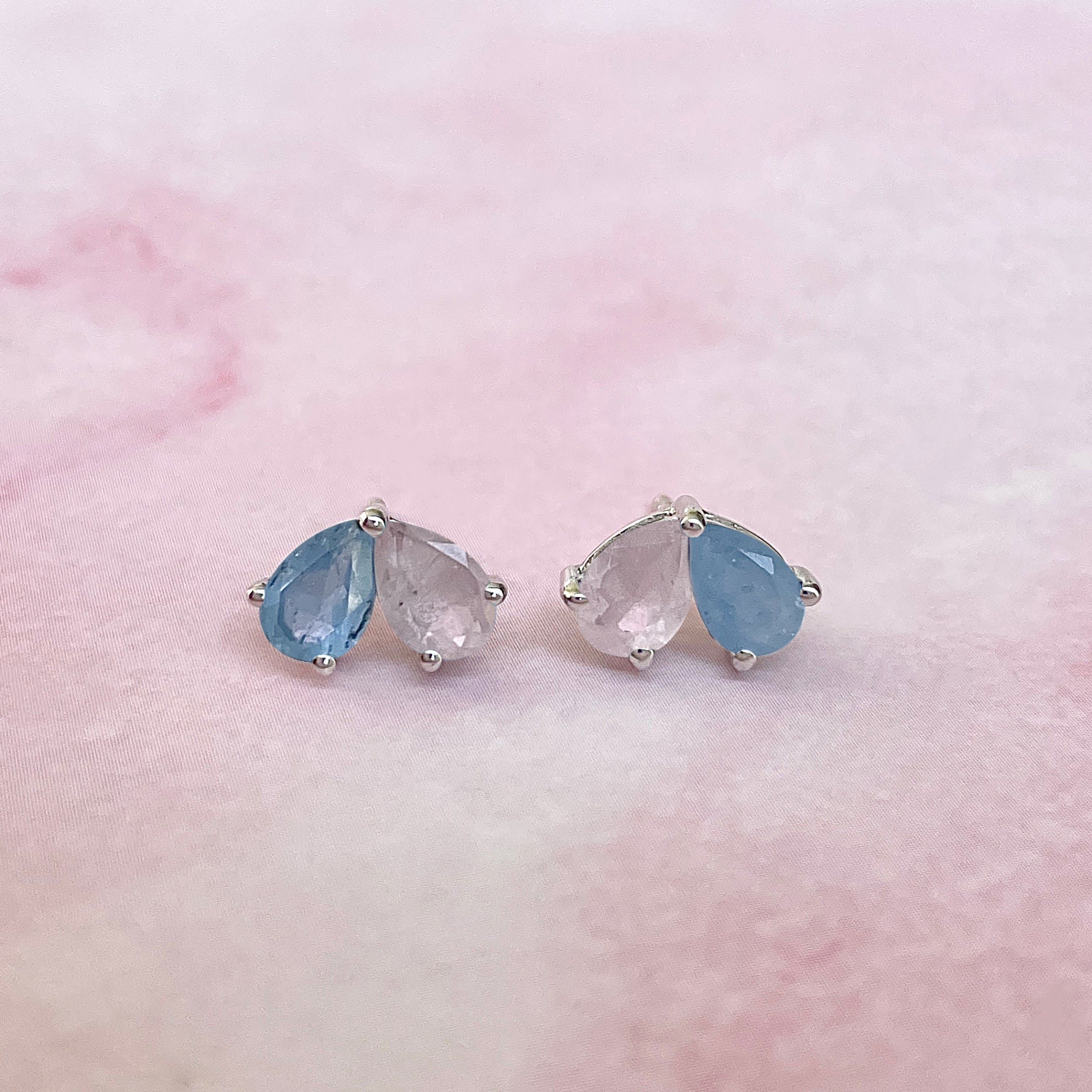 Aquamarine & Rose Quartz Earring-(AQM-SE-1795.)