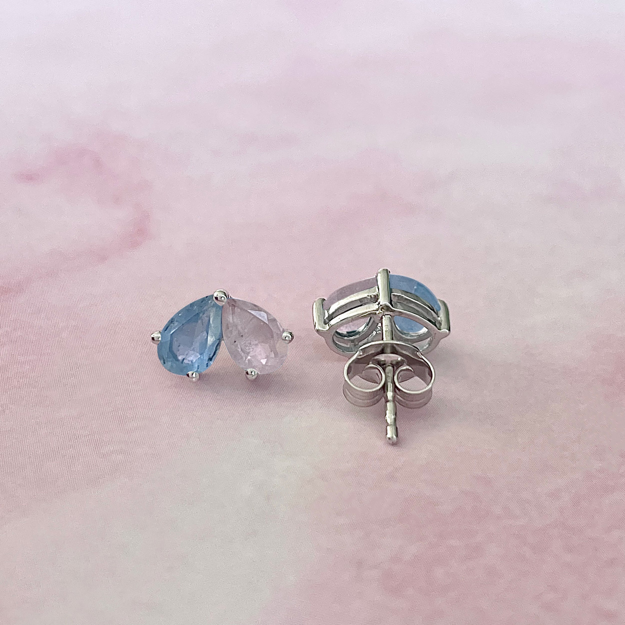 Aquamarine & Rose Quartz Earring-(AQM-SE-1795.)