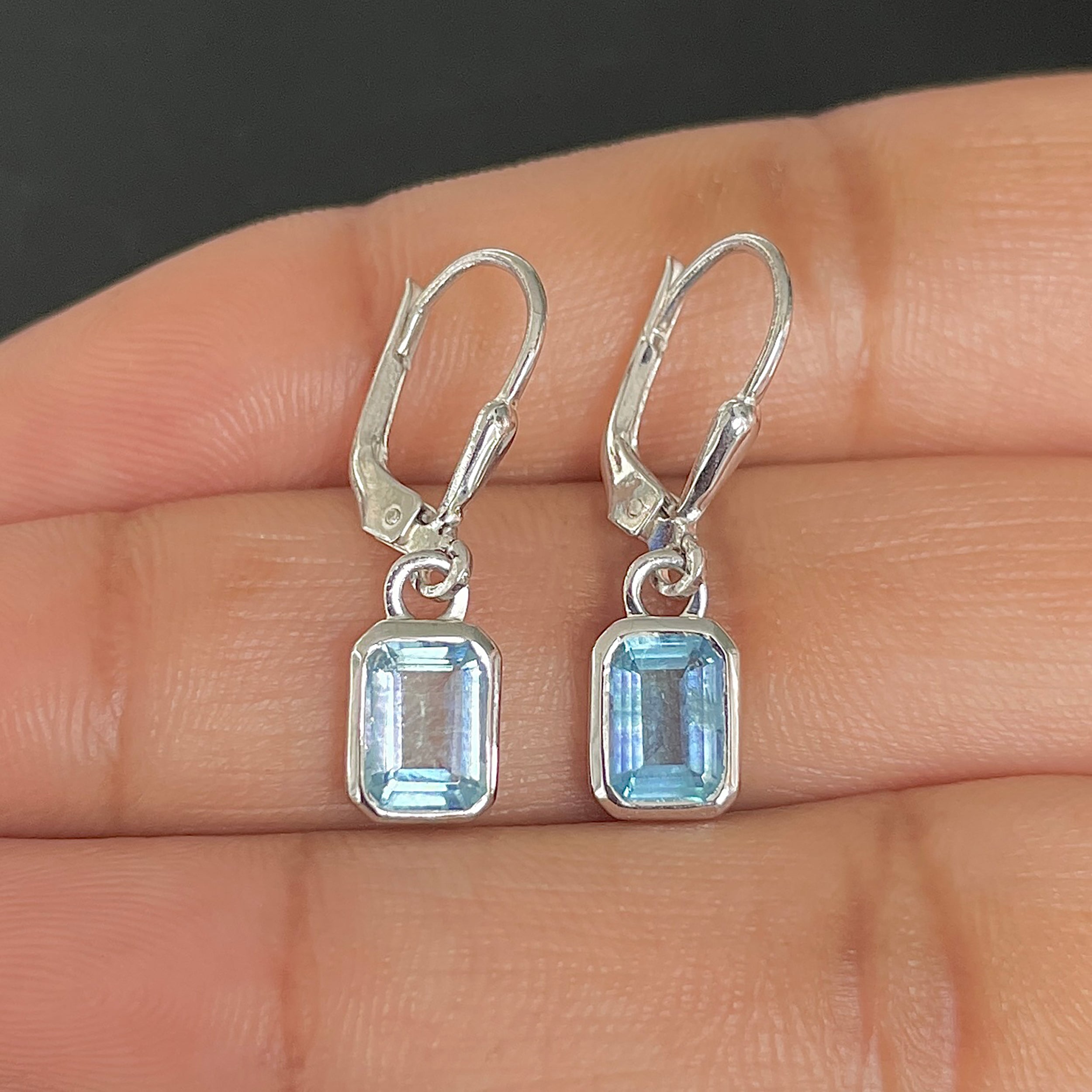 Aquamarine Leverback Earring-(AQM-SE-550.)