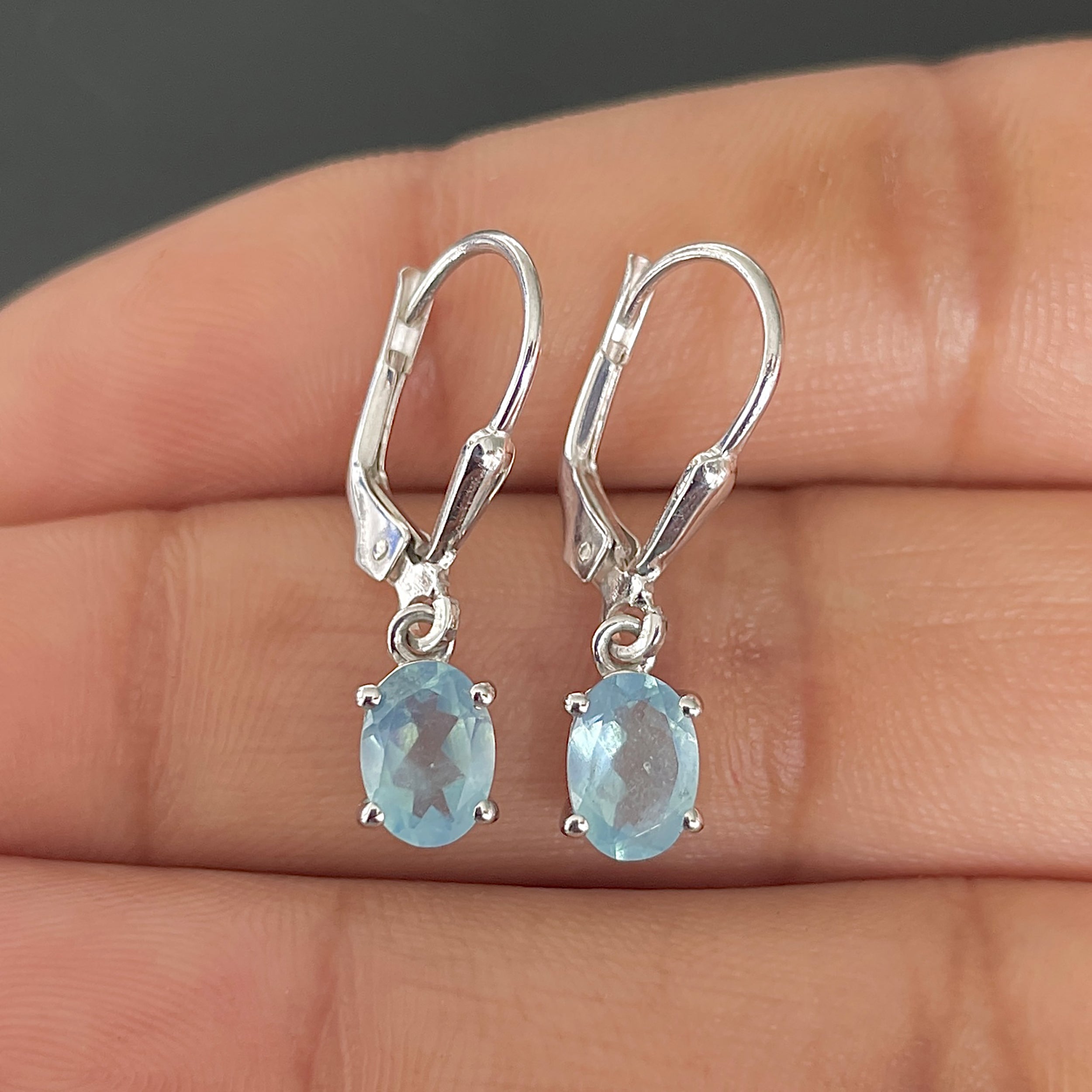 Aquamarine Leverback Earring-(AQM-SE-670.)