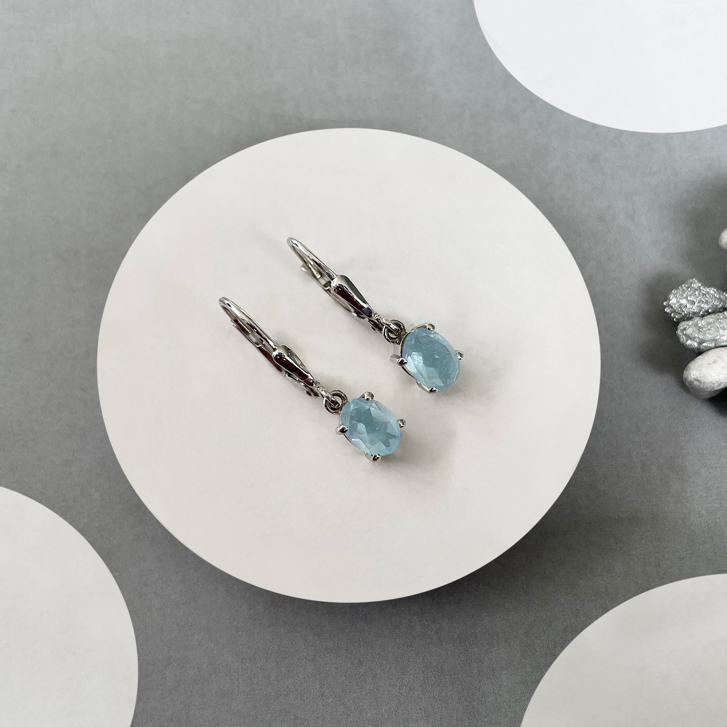 Aquamarine Leverback Earrings-(AQM-SE-670.)