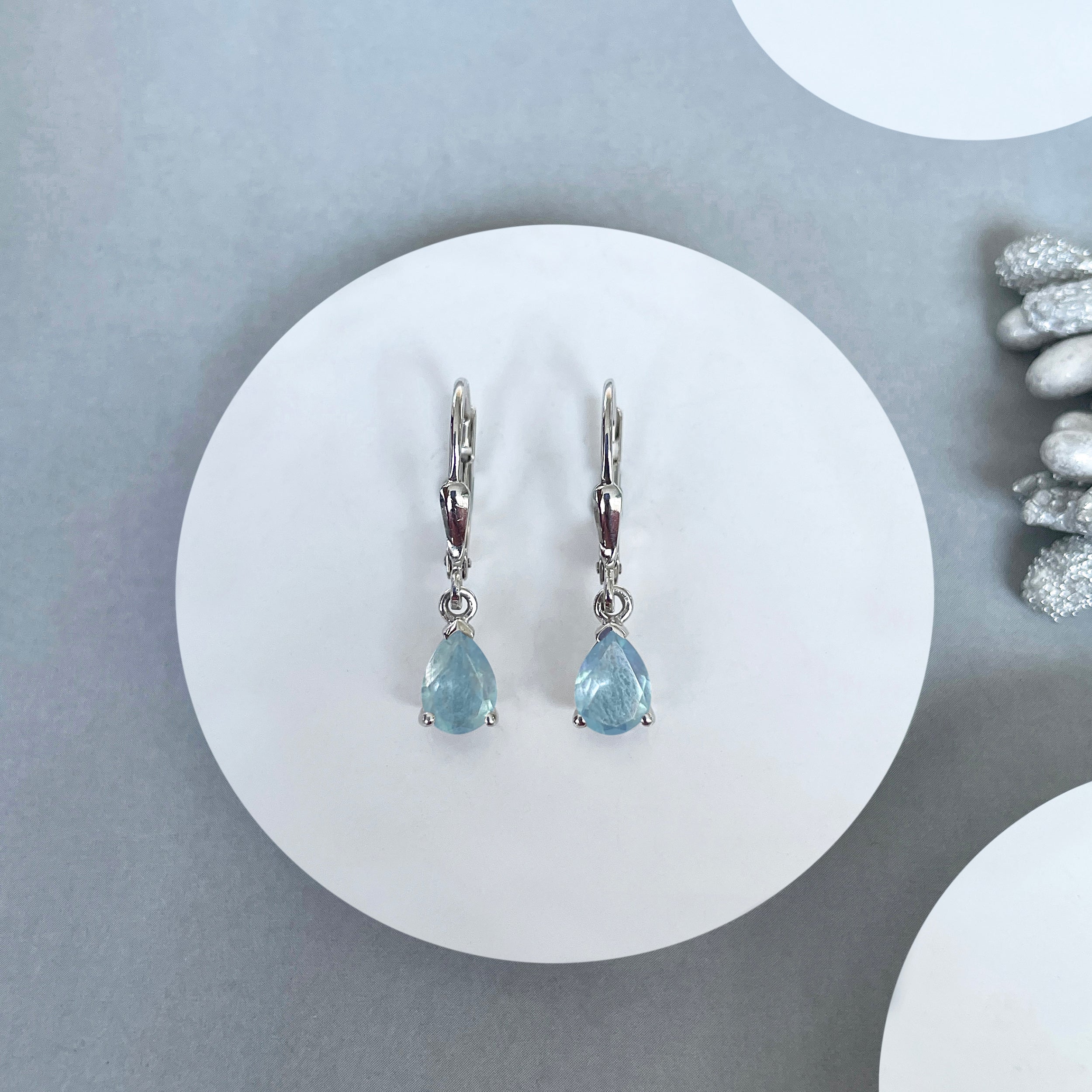 Aquamarine Leverback Earrings-(AQM-SE-676.)
