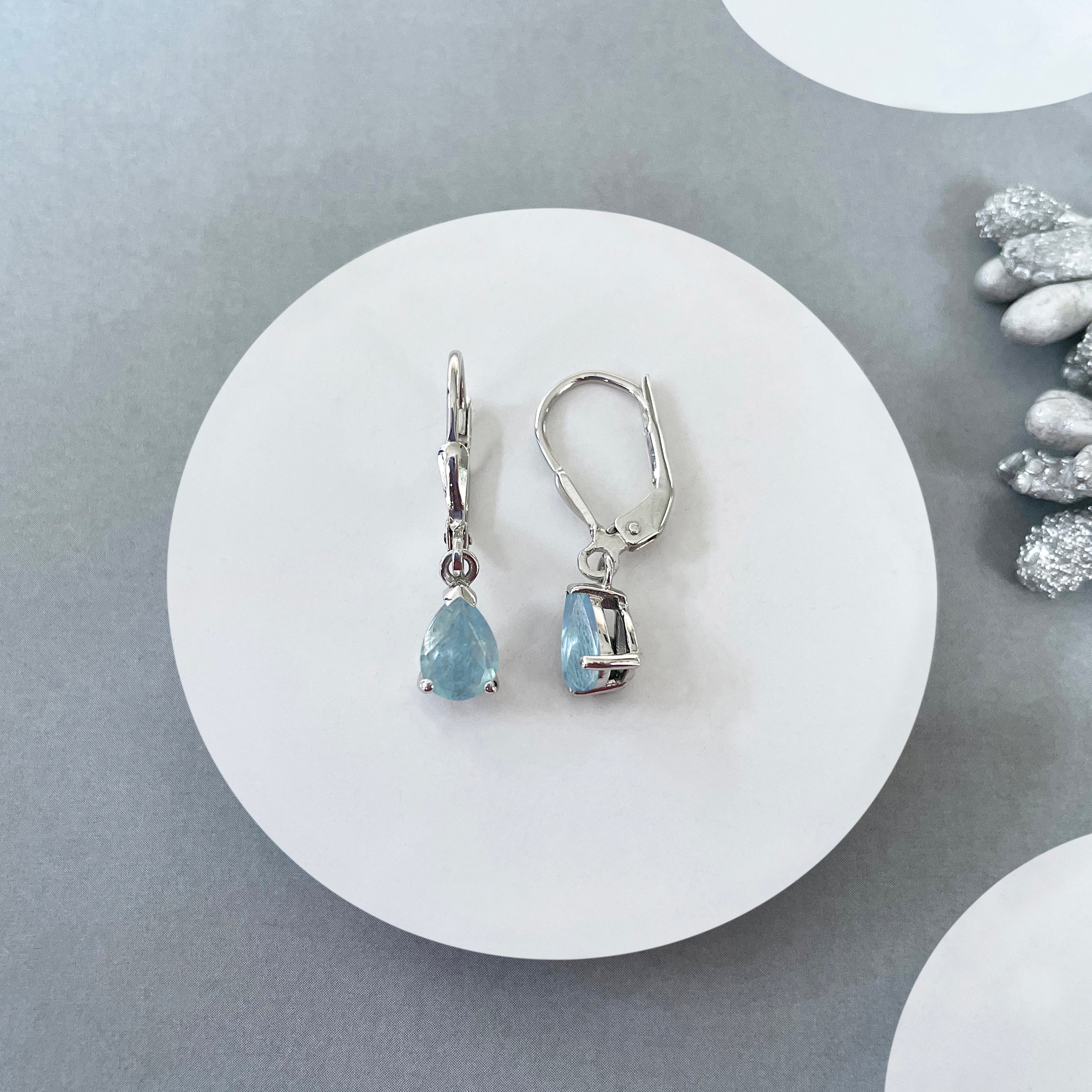 Aquamarine Leverback Earrings-(AQM-SE-676.)