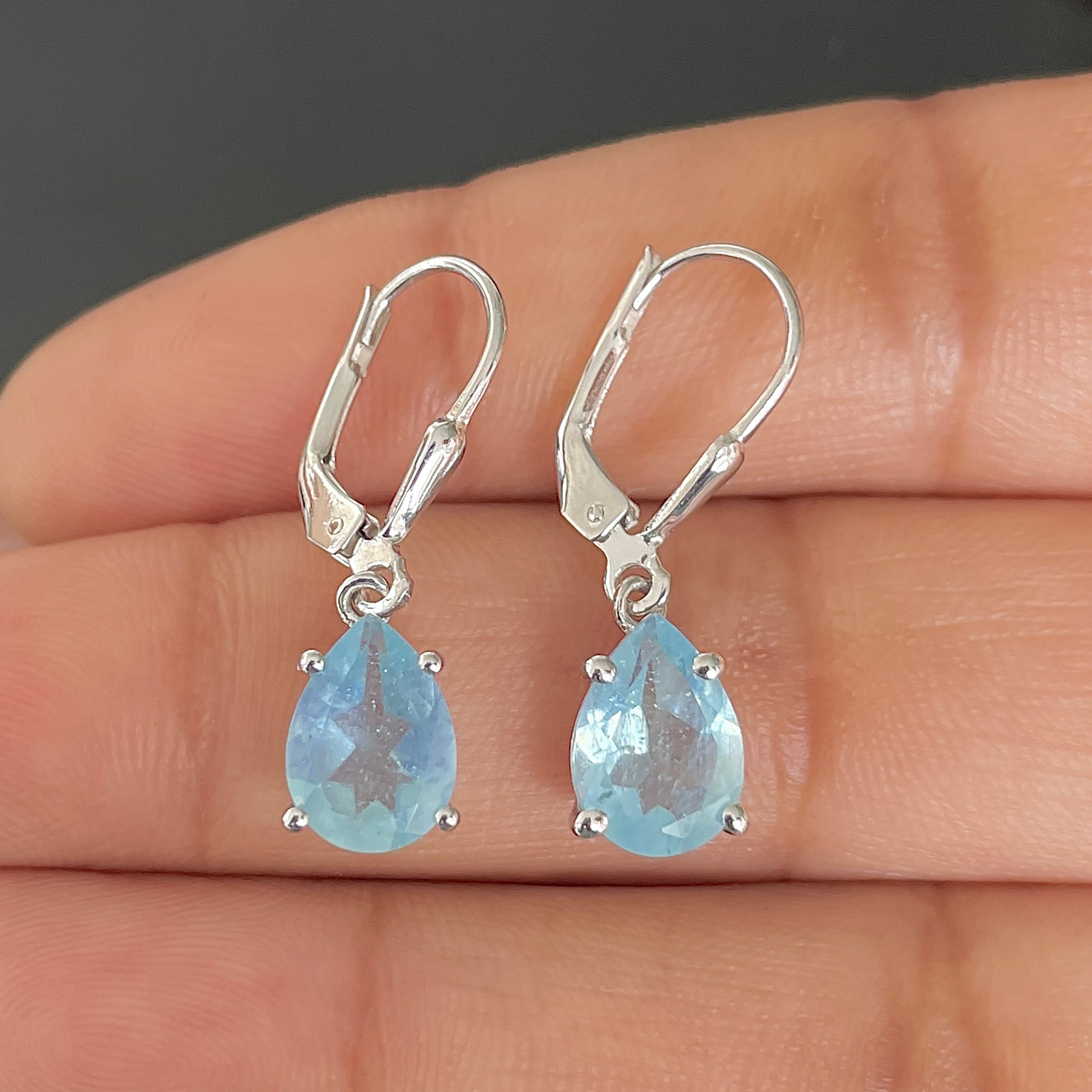 Aquamarine Leverback Earring-(AQM-SE-869.)