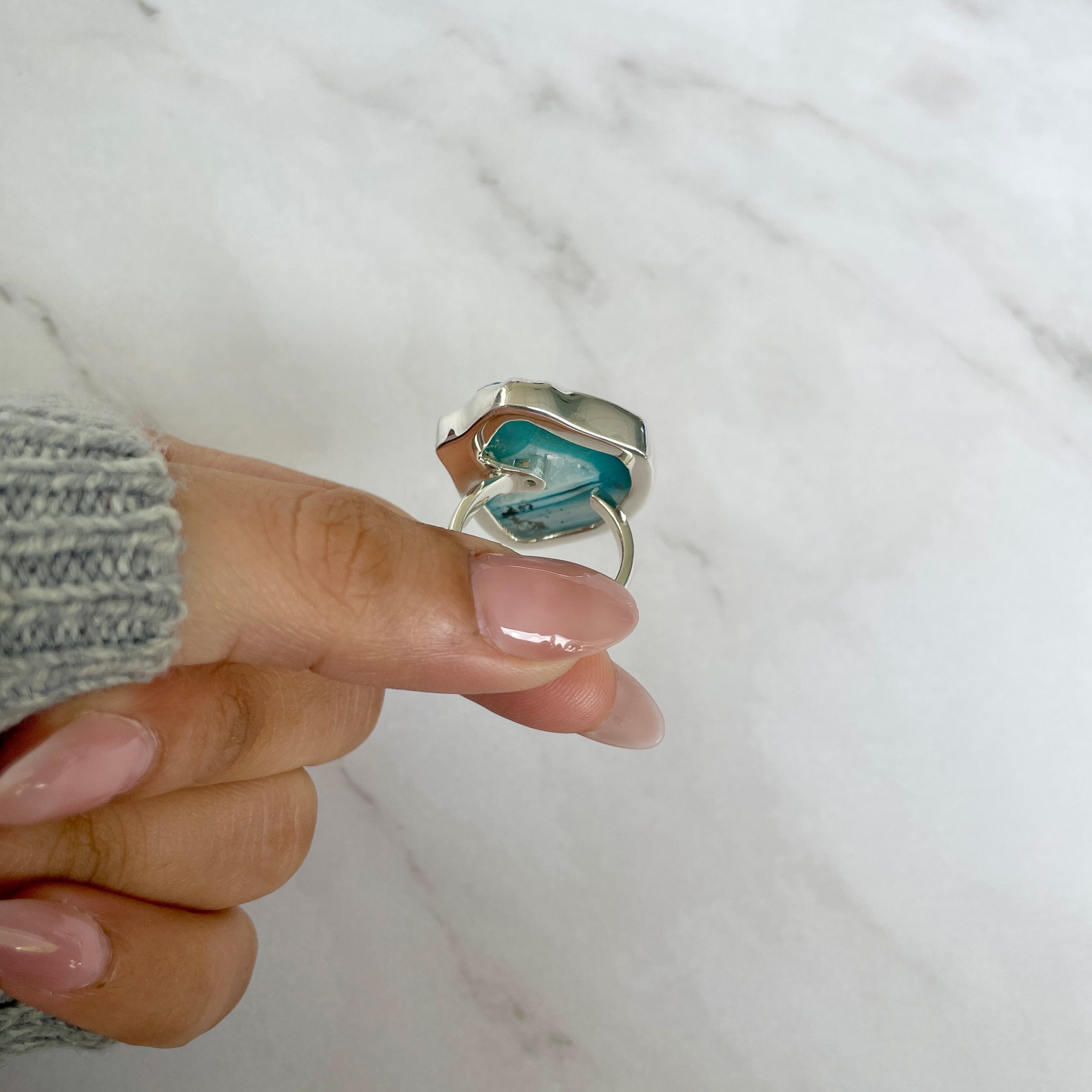 Seafoam Agate Adjustable Ring-(ASF-R-1.)