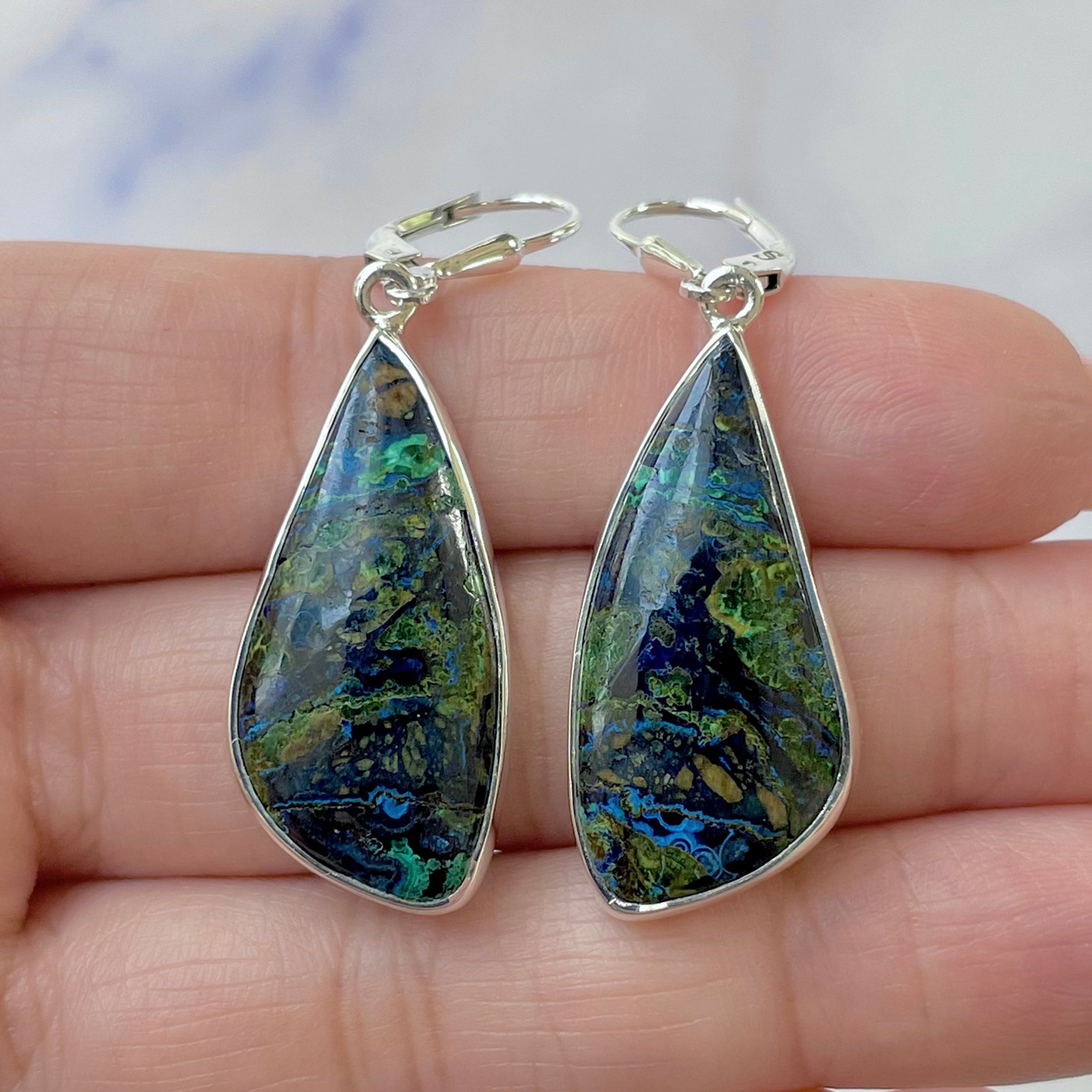 Azurite Malachite Earring-(AZM-E-16.)