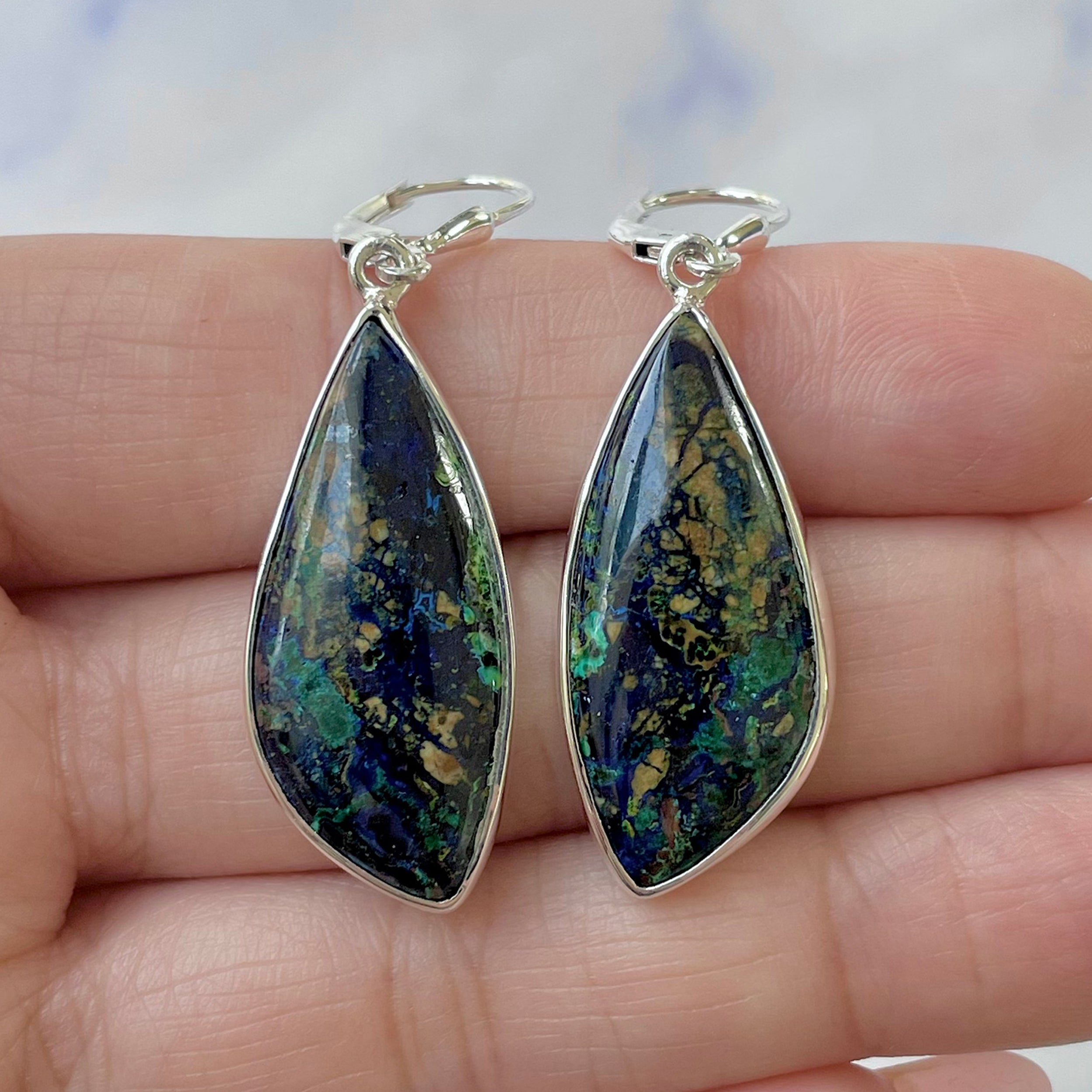 Azurite Malachite Earring-(AZM-E-17.)
