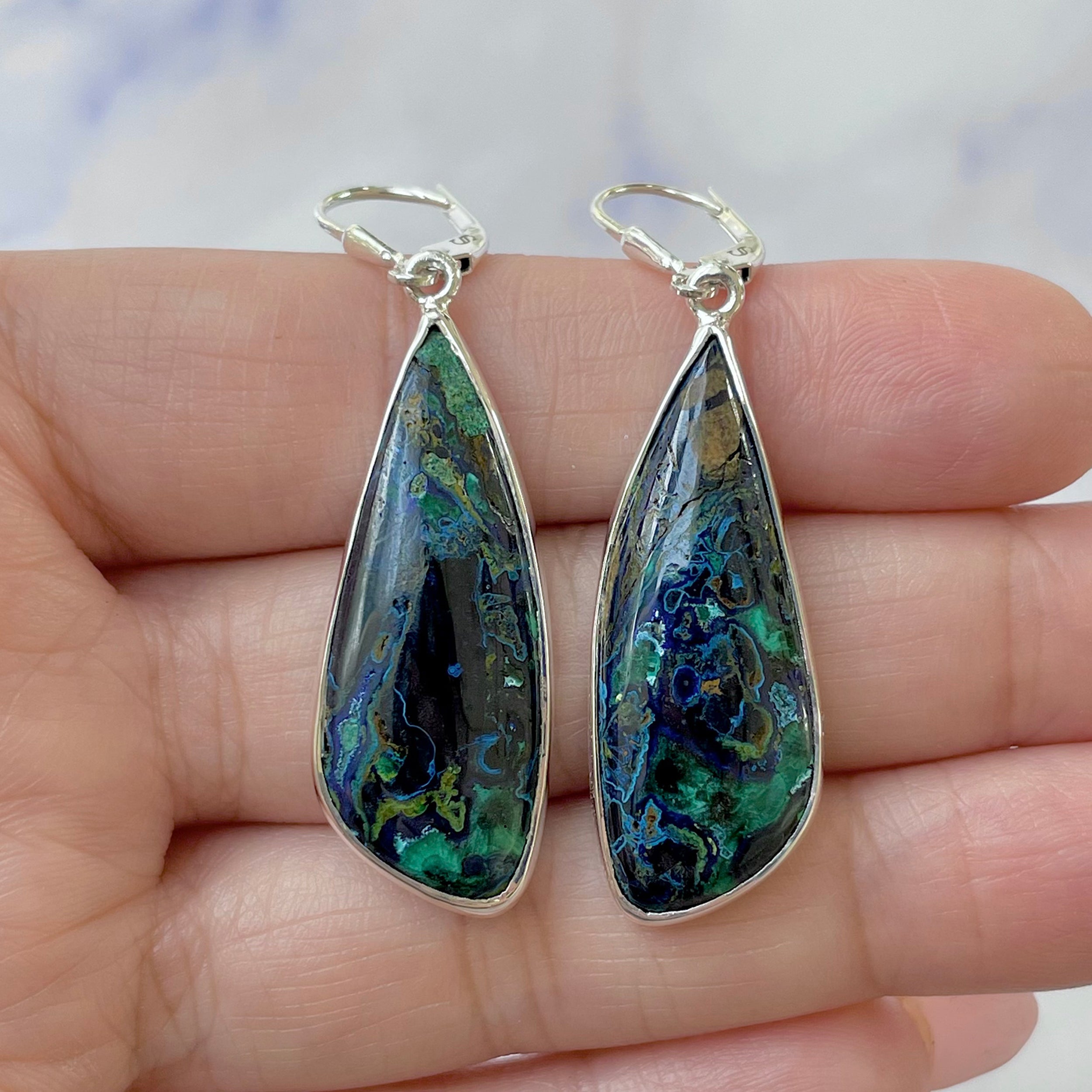 Azurite Malachite Earring-(AZM-E-21.)