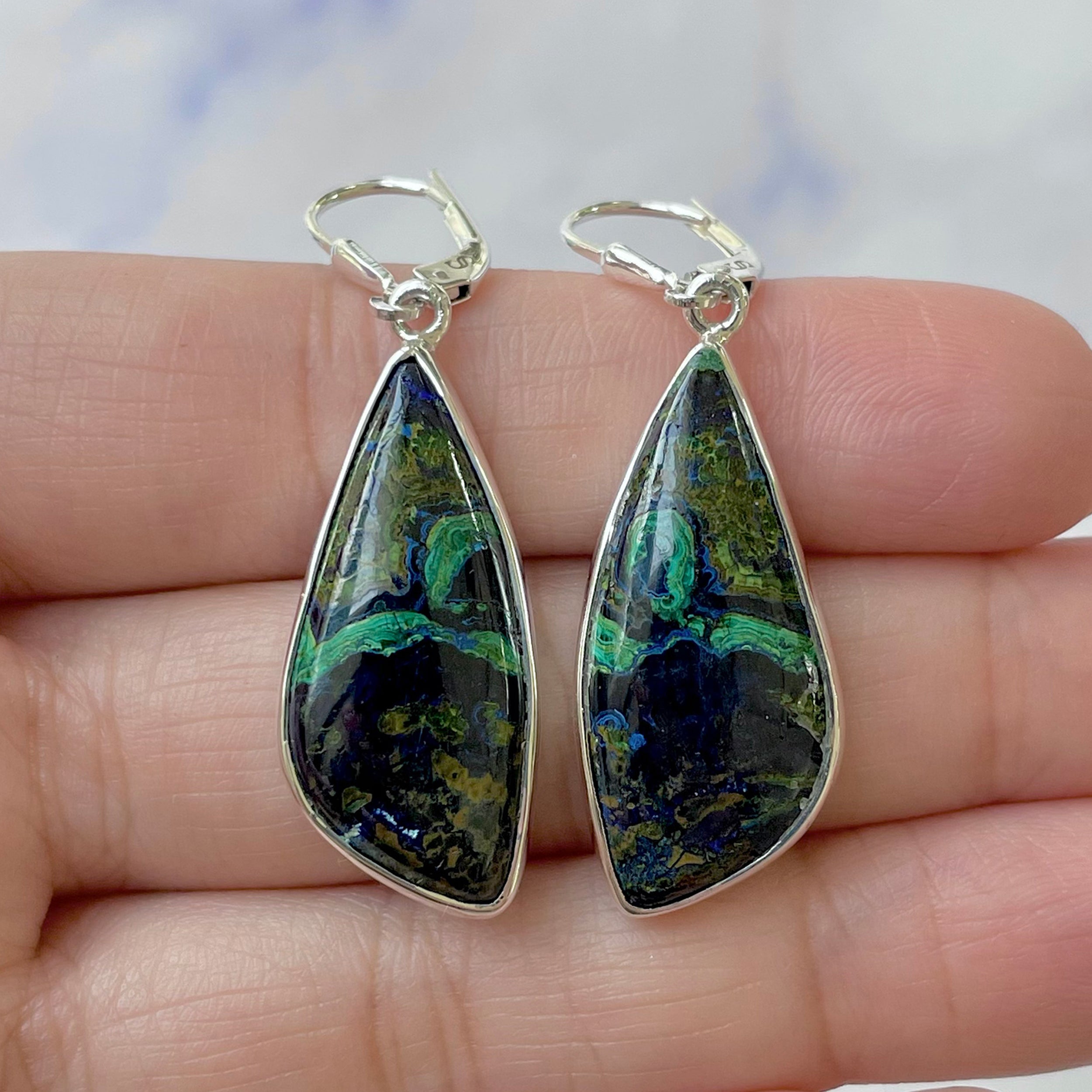 Azurite Malachite Earring-(AZM-E-22.)