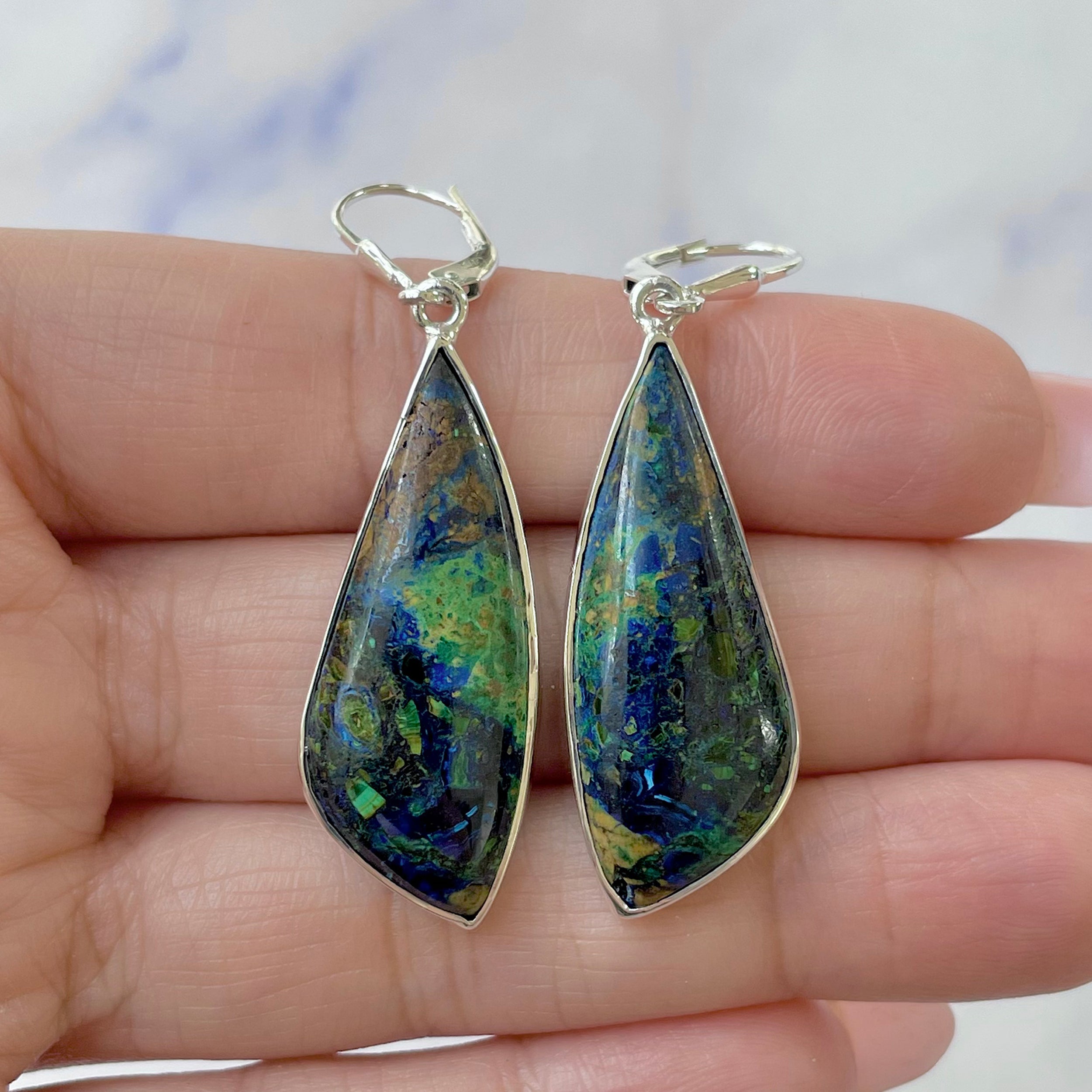 Azurite Malachite Earring-(AZM-E-24.)