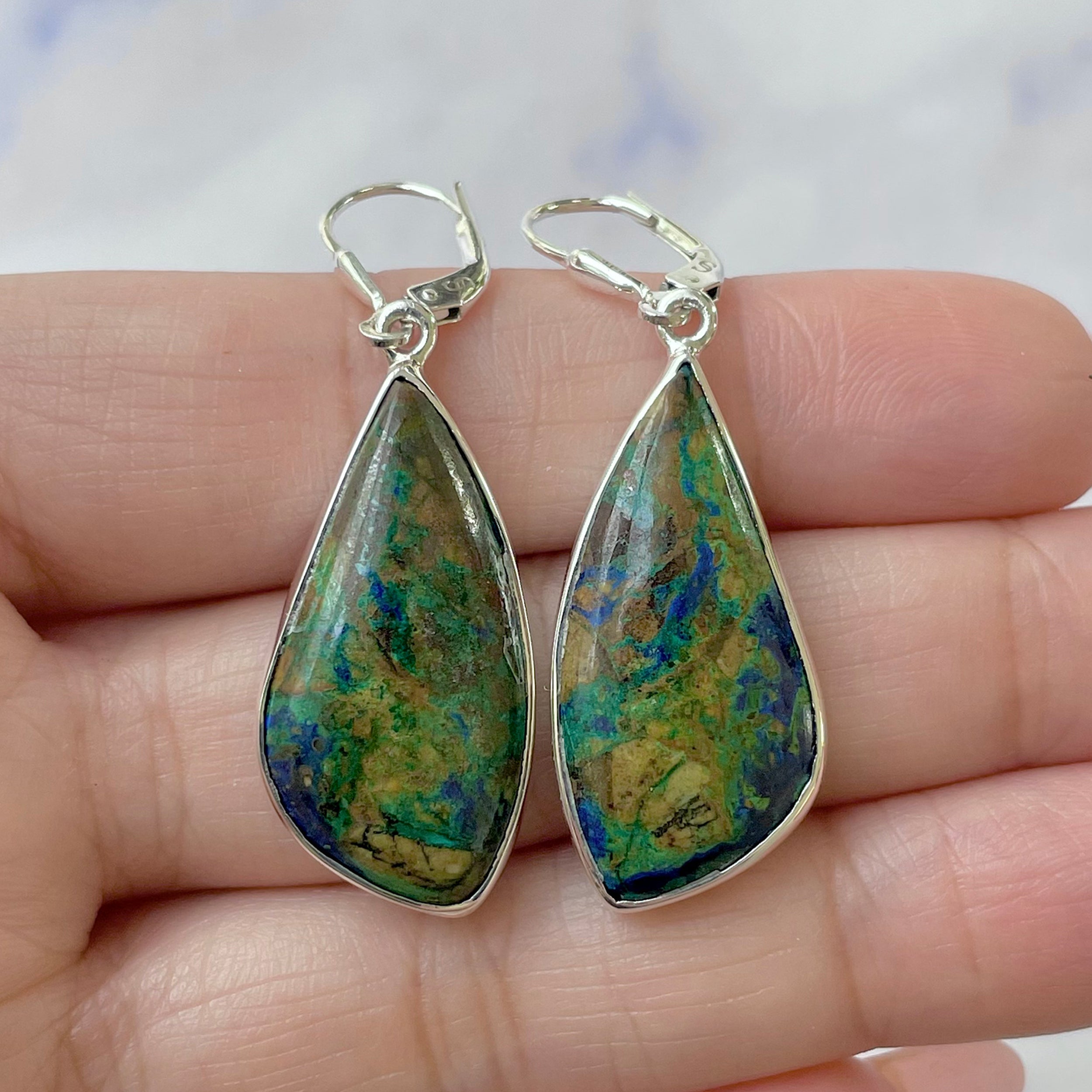 Azurite Malachite Earring-(AZM-E-26.)