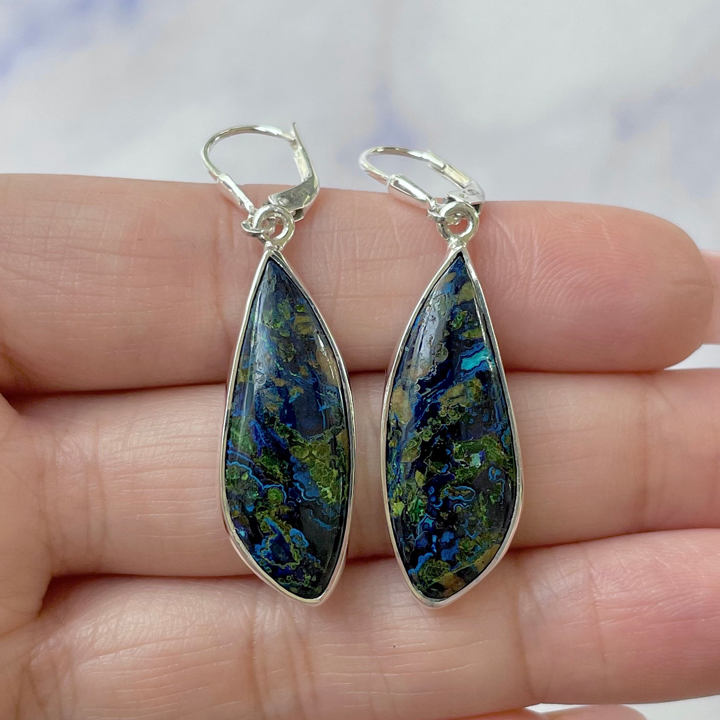 Azurite Malachite Earring-(AZM-E-29.)