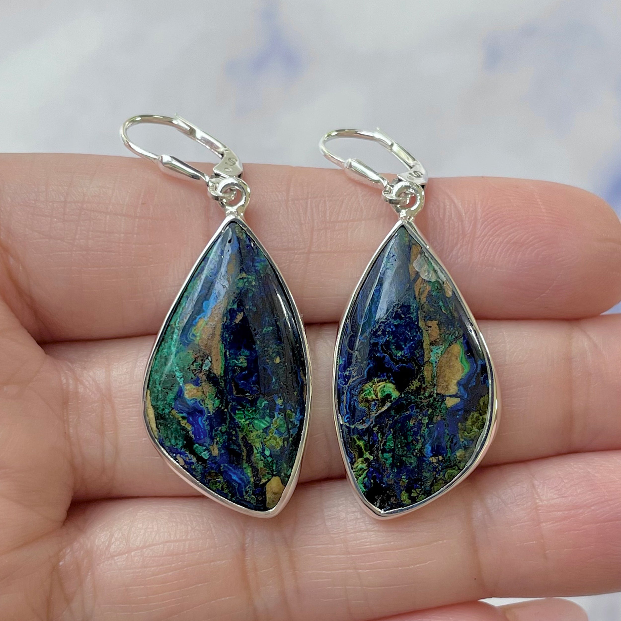Azurite Malachite Earring-(AZM-E-33.)