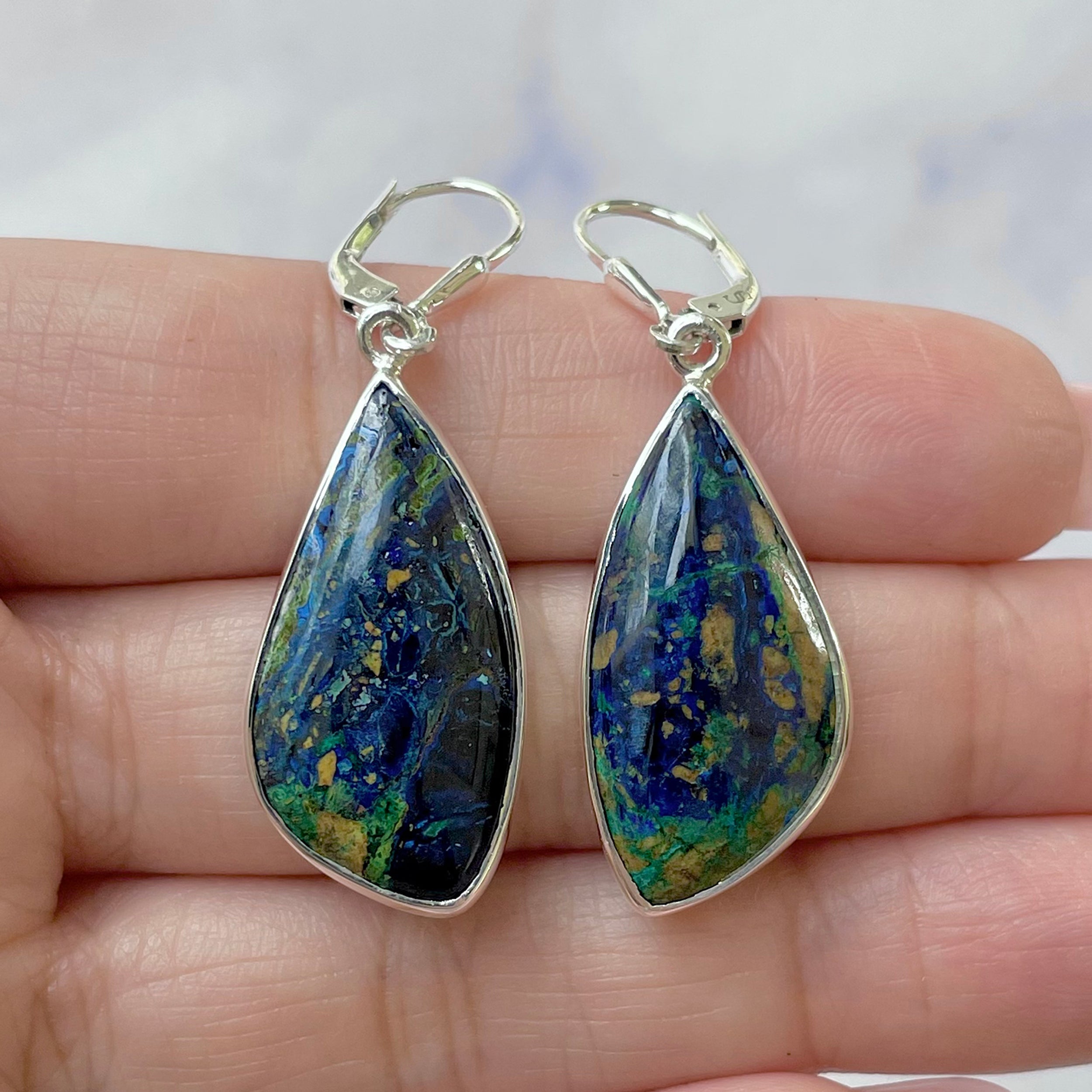 Azurite Malachite Earring-(AZM-E-34.)