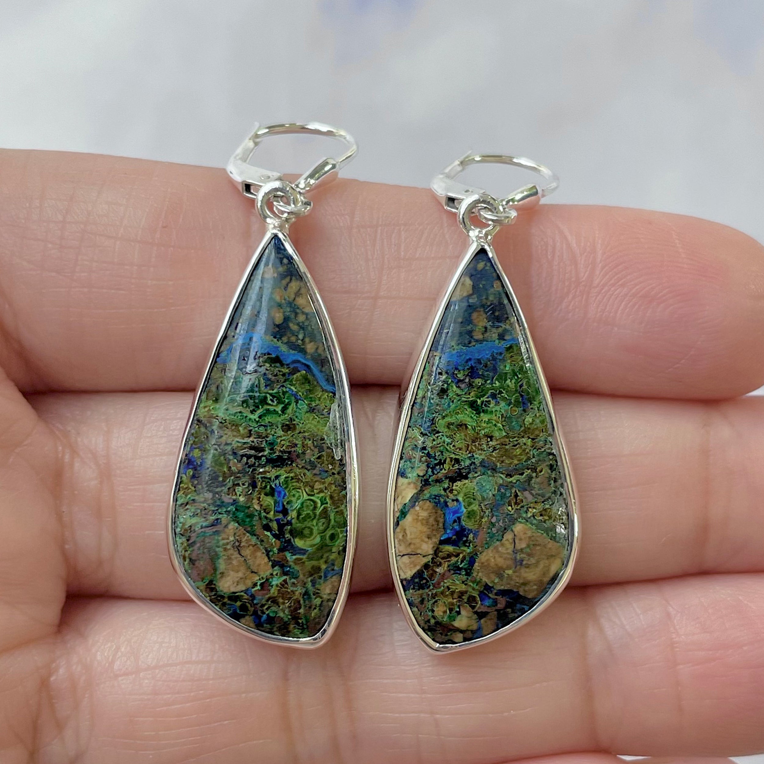 Azurite Malachite Earring-(AZM-E-36.)