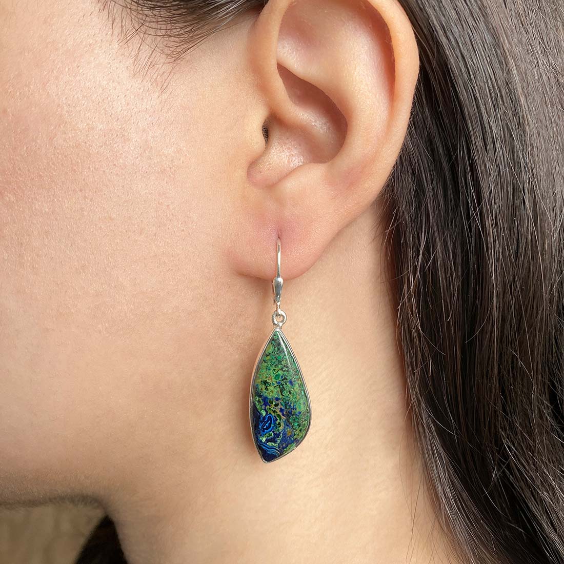 Azurite Malachite Earring-(AZM-E-4)