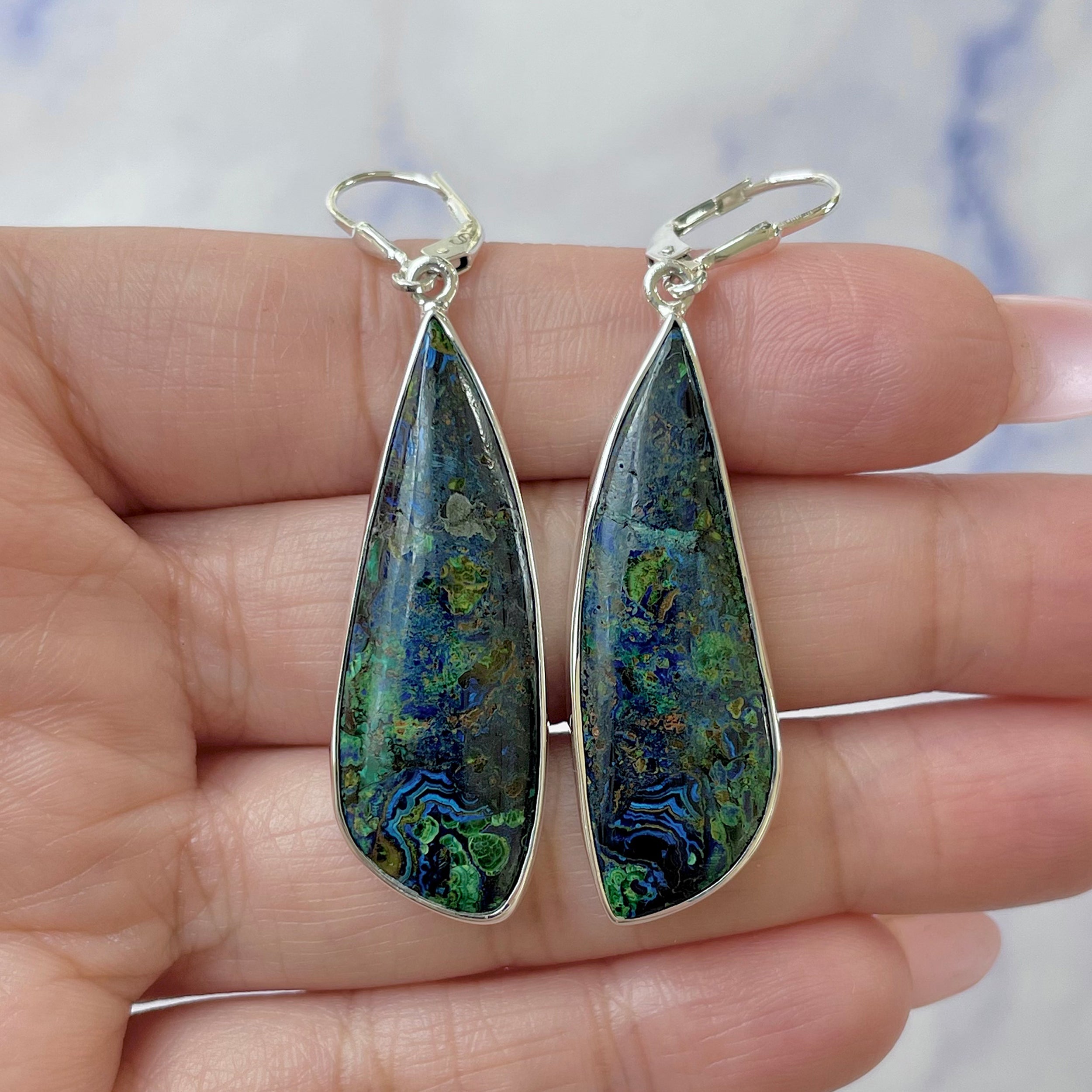 Azurite Malachite Earring-(AZM-E-42.)