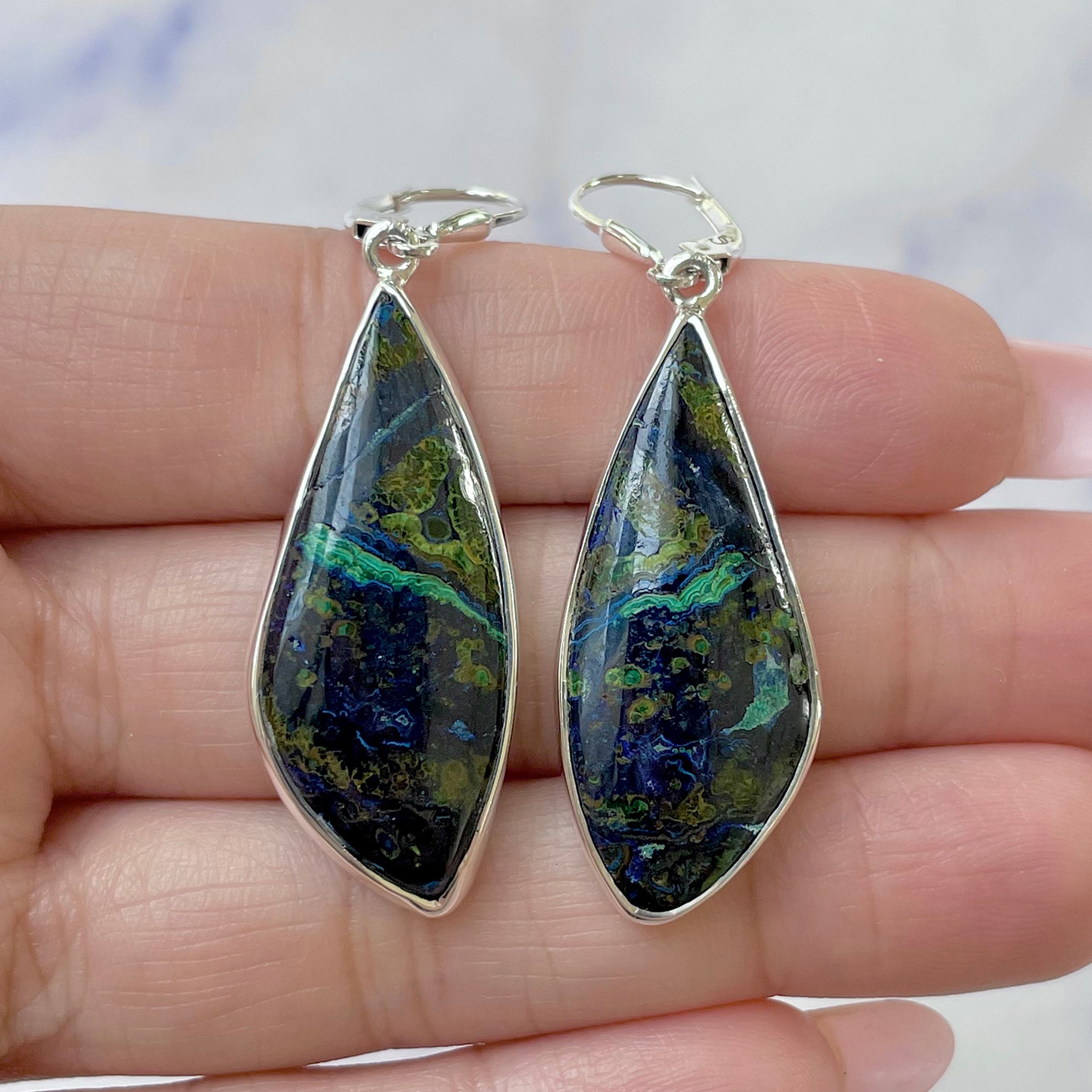 Azurite Malachite Earring-(AZM-E-44.)