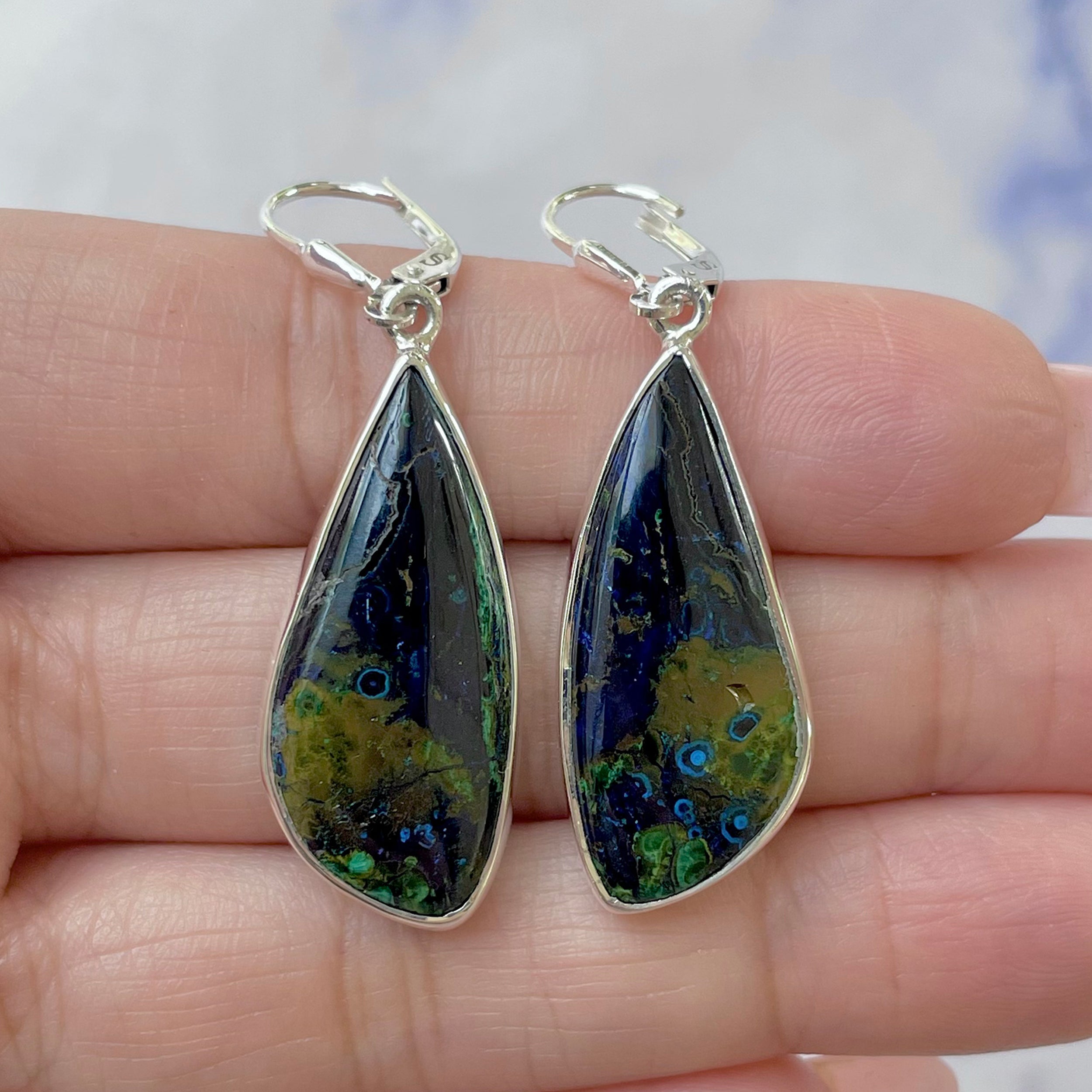 Azurite Malachite Earring-(AZM-E-45.)