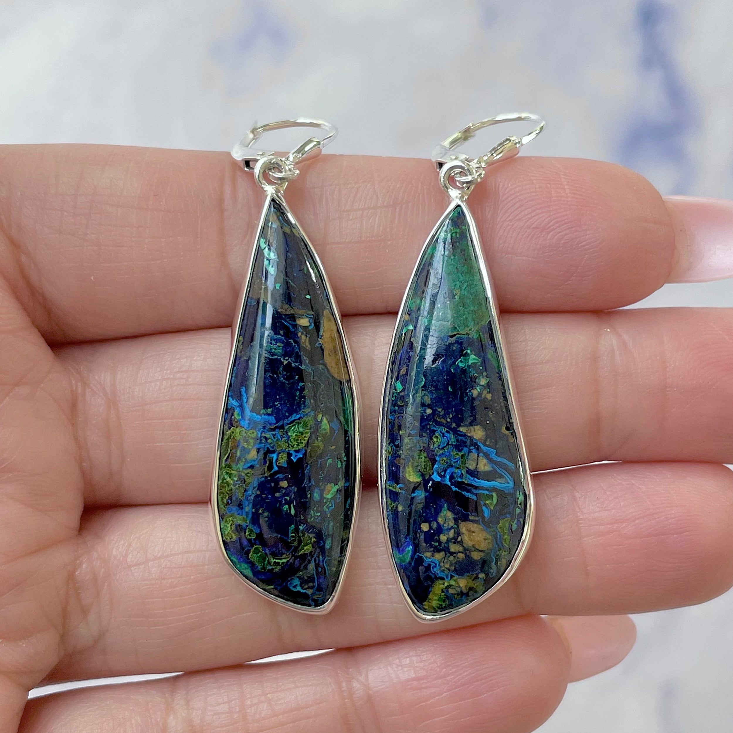 Azurite Malachite Earring-(AZM-E-51.)