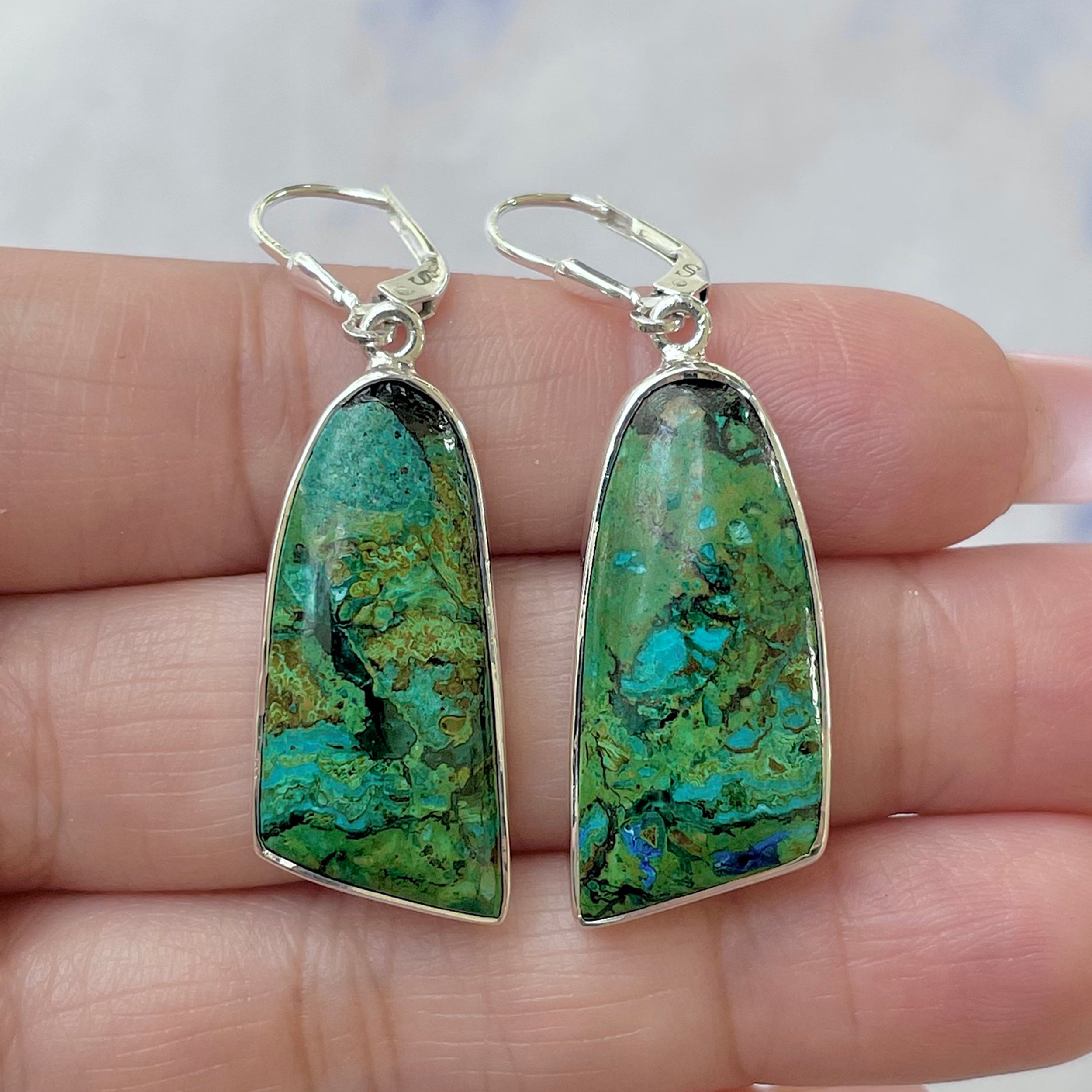 Azurite Malachite Earring-(AZM-E-52.)