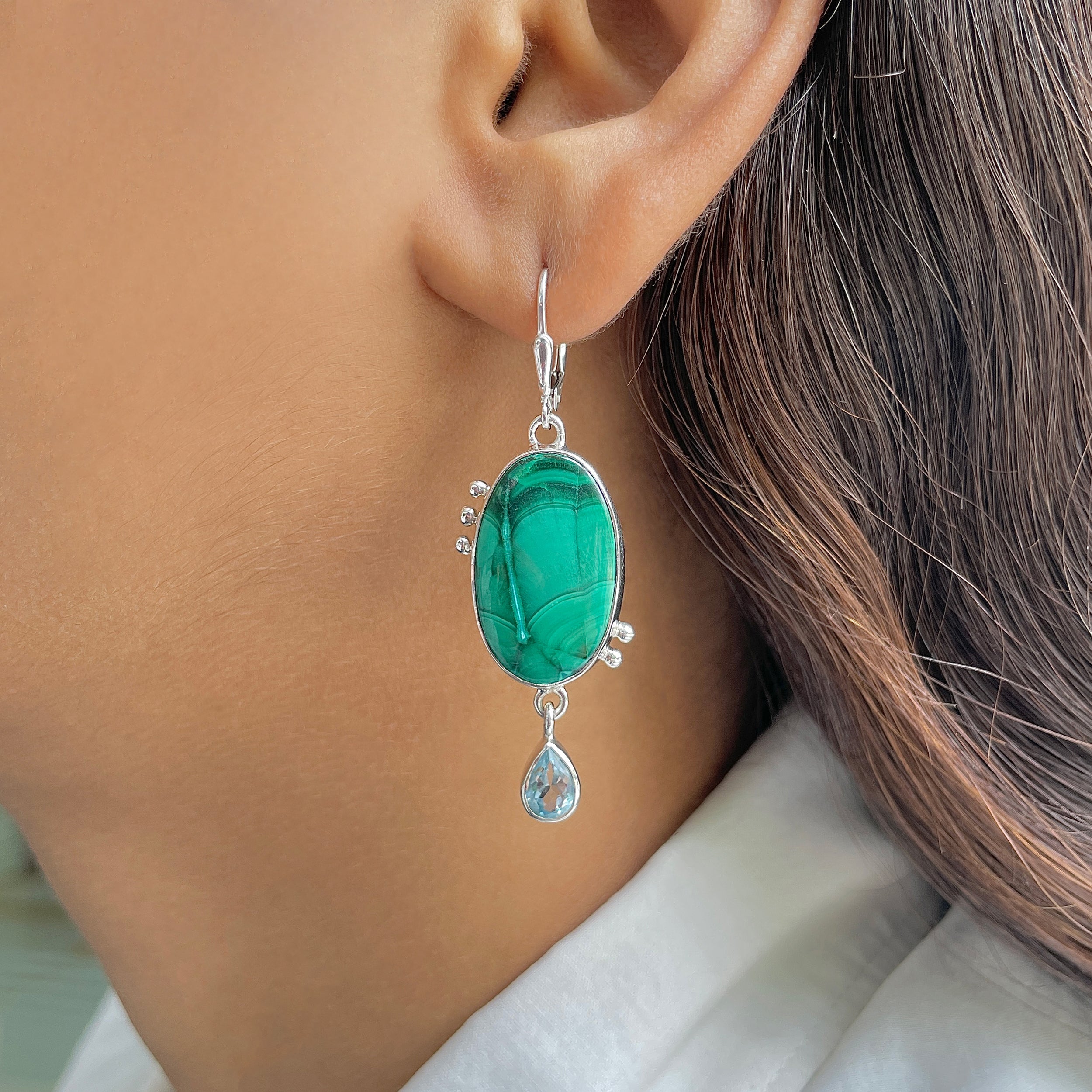 Azurite Malachite Earring-(AZM-E-53.)