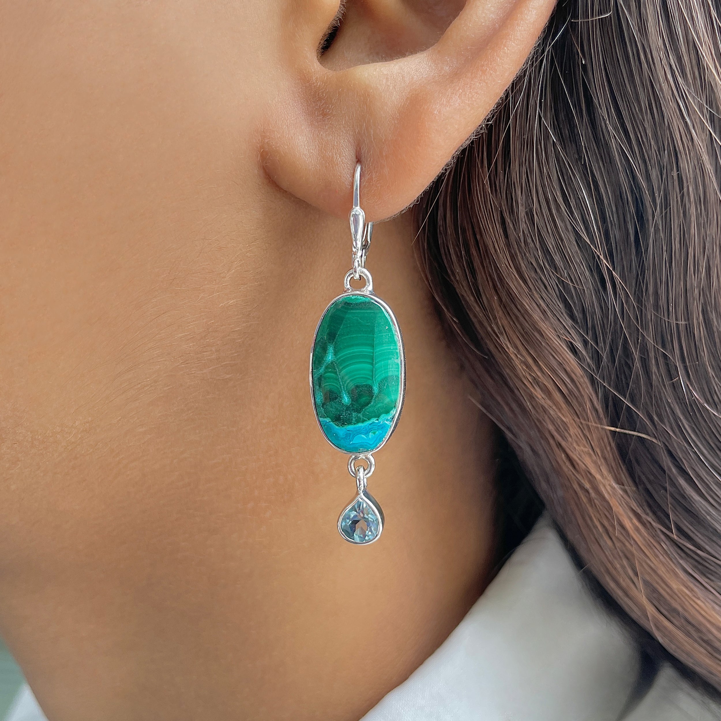 Azurite Malachite Earring-(AZM-E-54.)