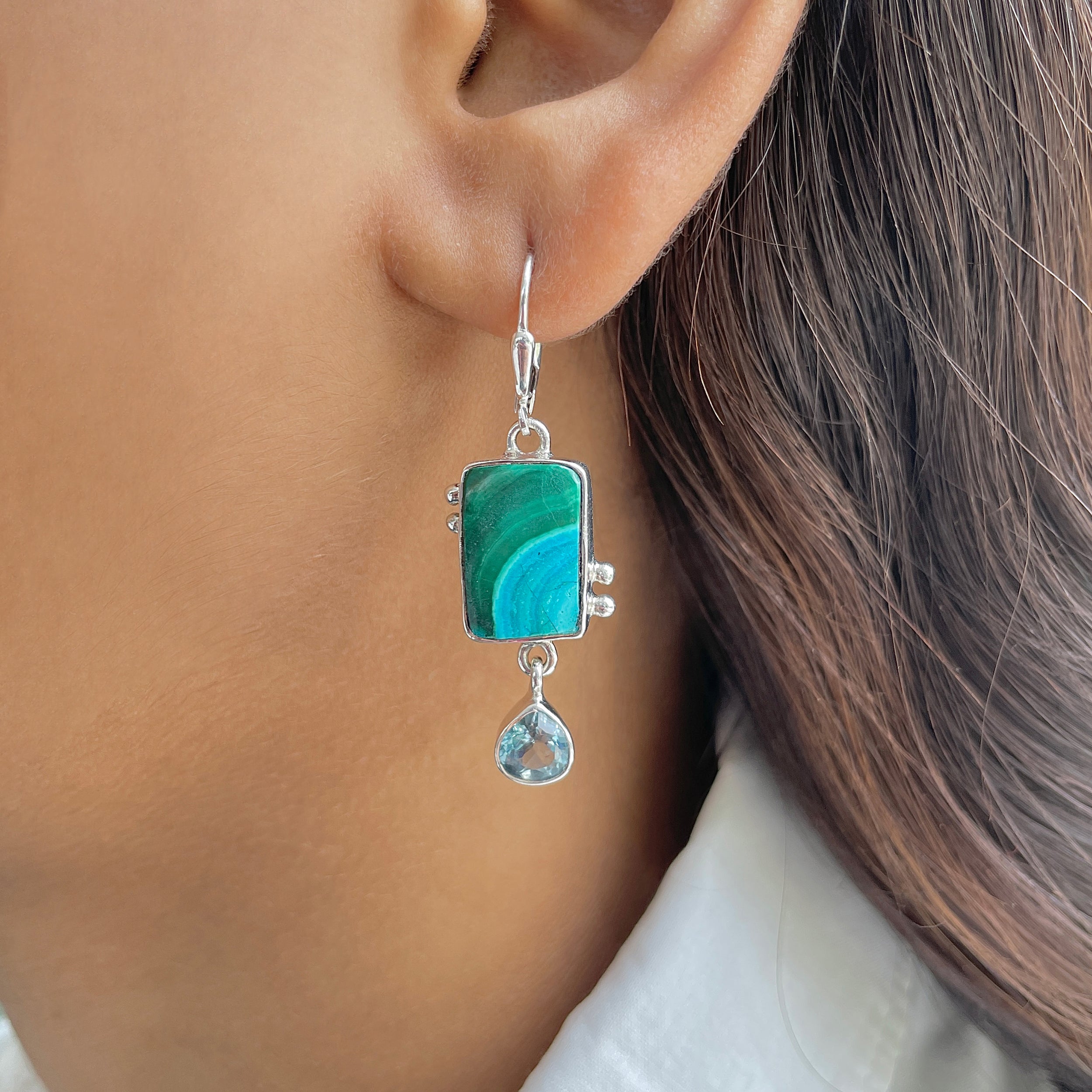 Azurite Malachite Earring-(AZM-E-57.)