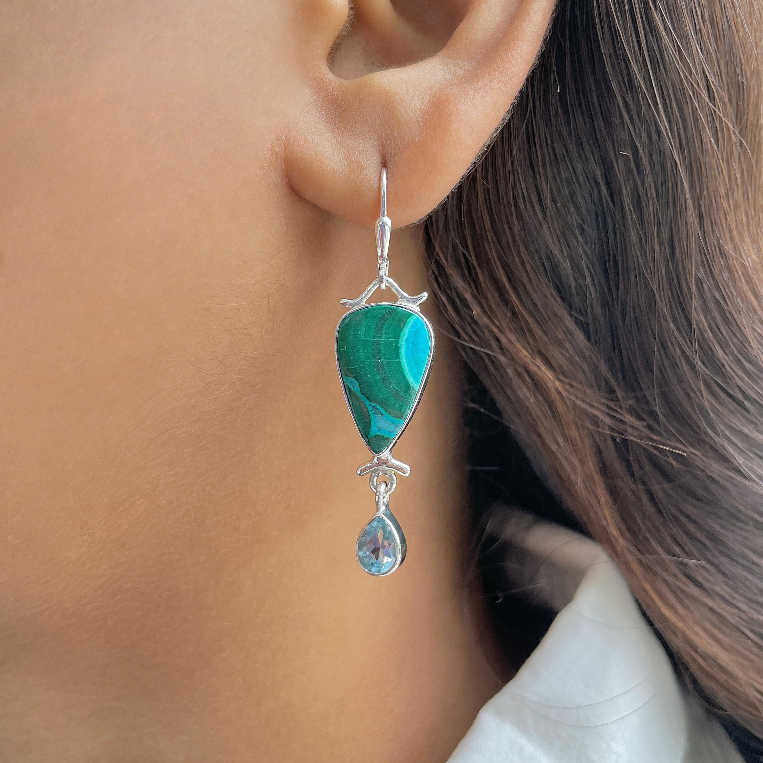 Azurite Malachite Earring-(AZM-E-59.)
