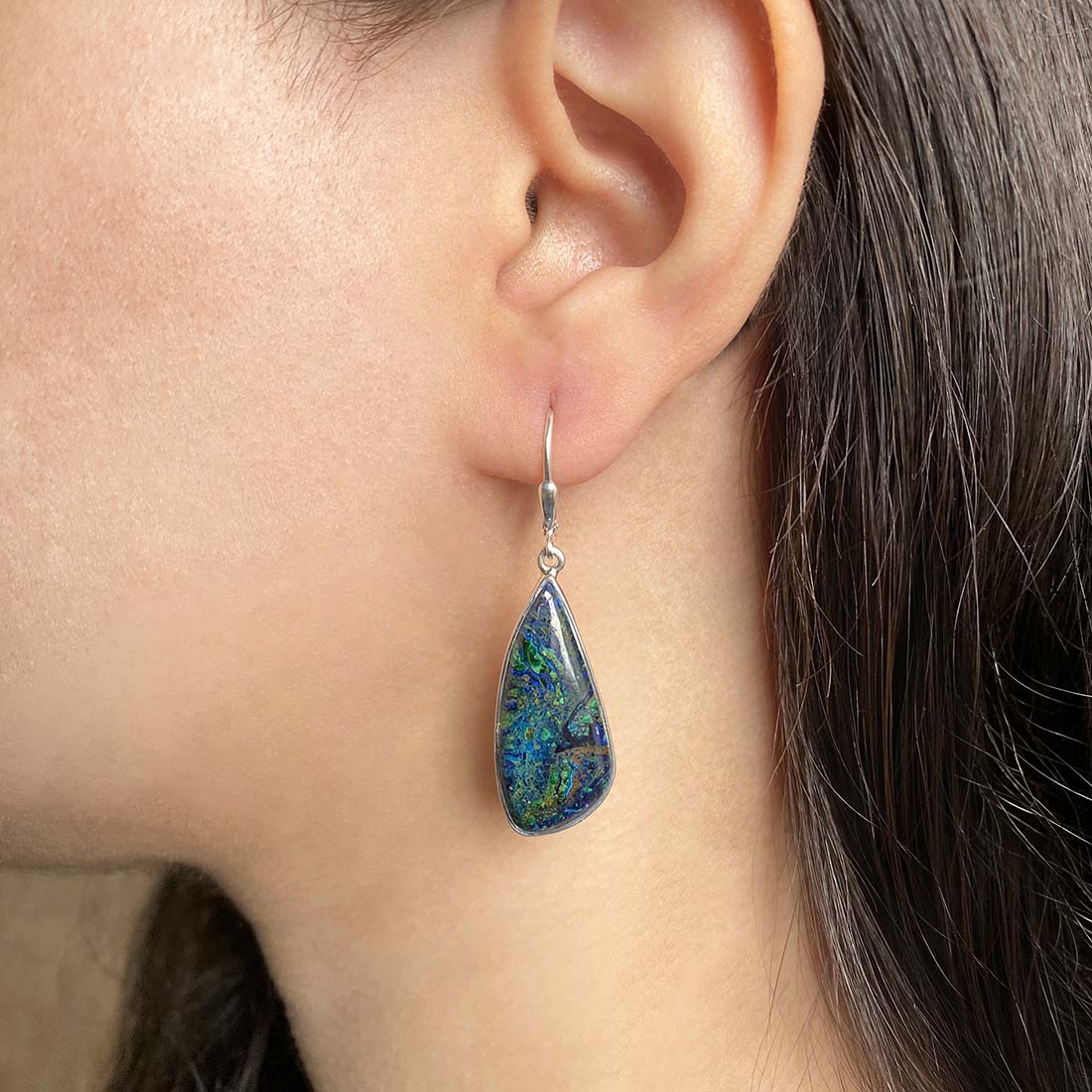 Azurite Malachite Earring-(AZM-E-6)