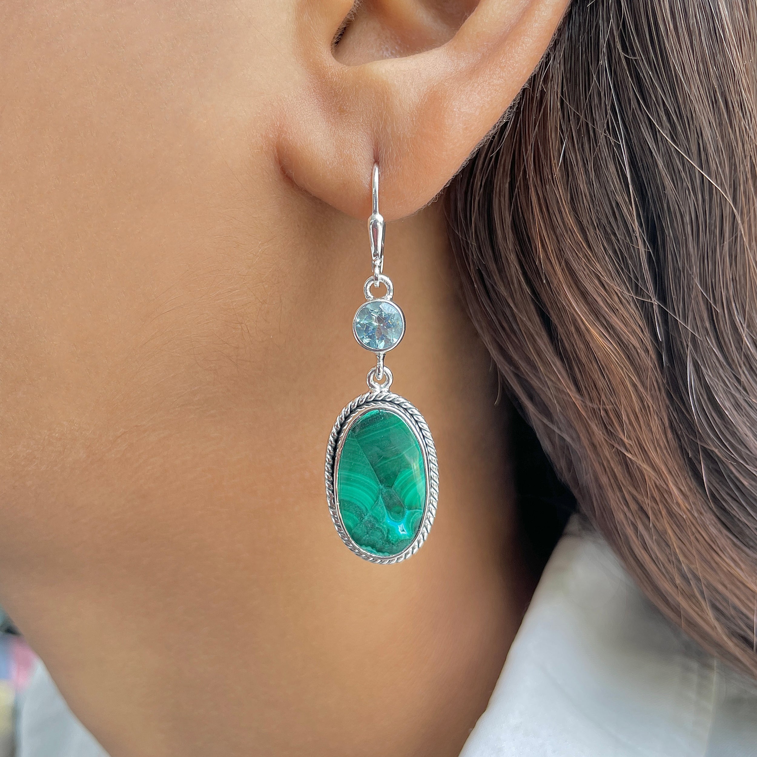 Azurite Malachite Earring-(AZM-E-62.)
