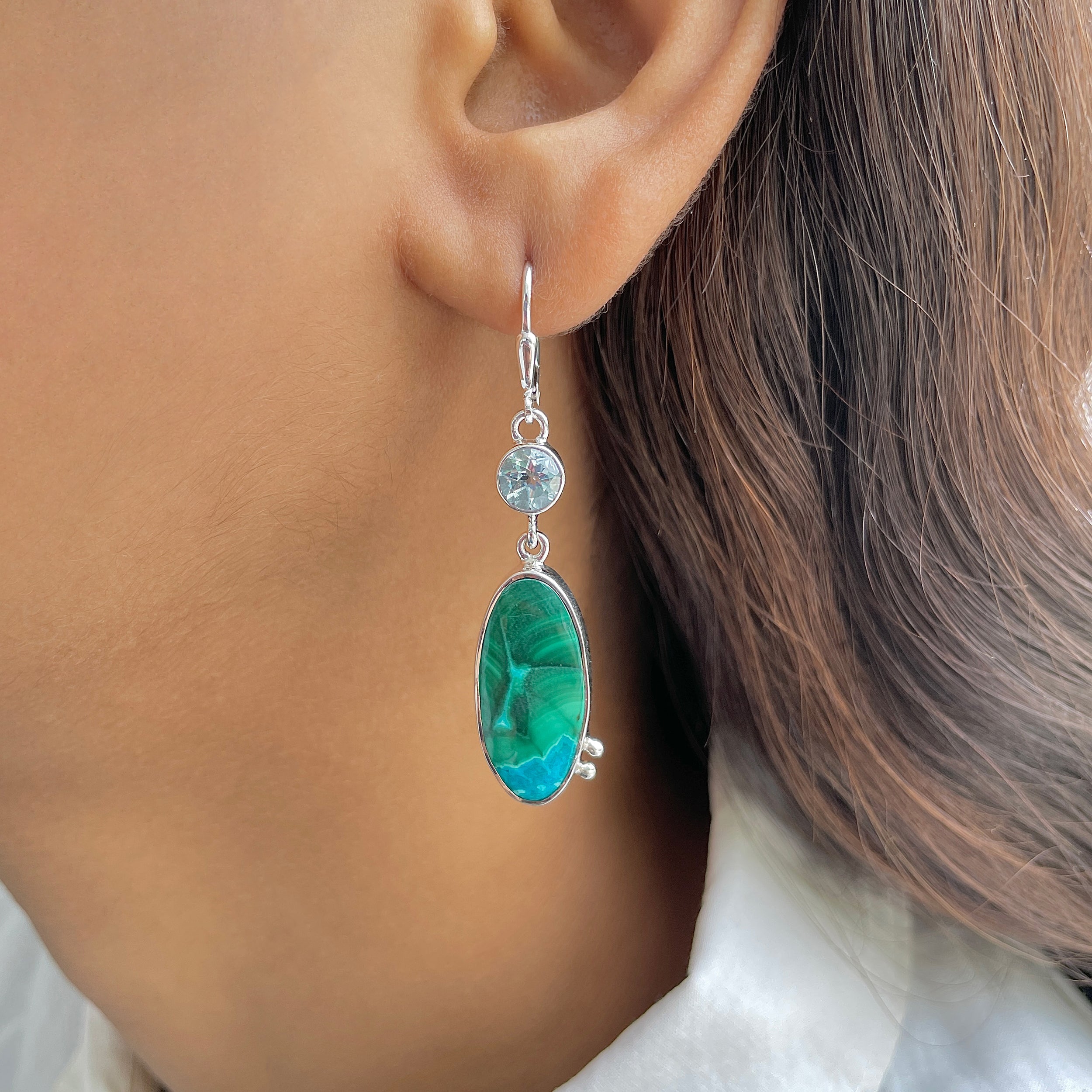 Azurite Malachite Earring-(AZM-E-64.)