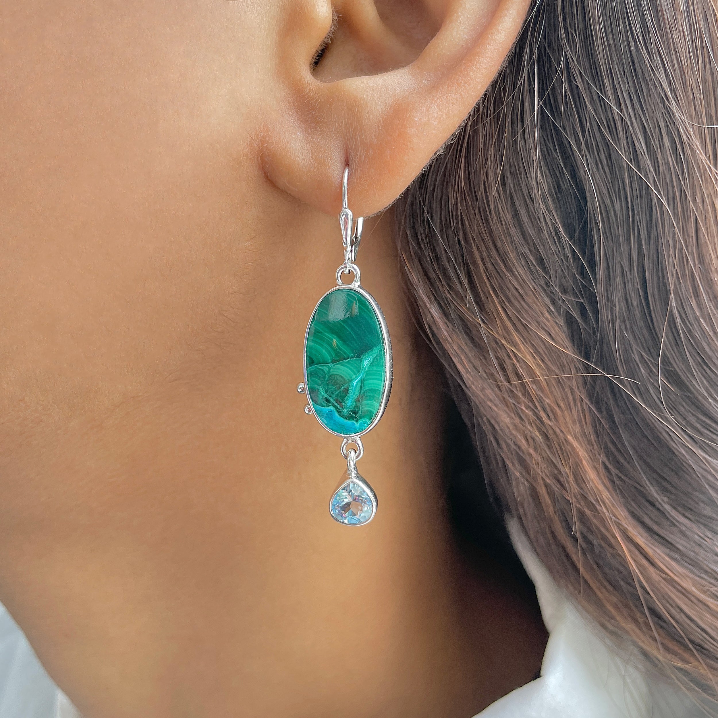 Azurite Malachite Earring-(AZM-E-65.)