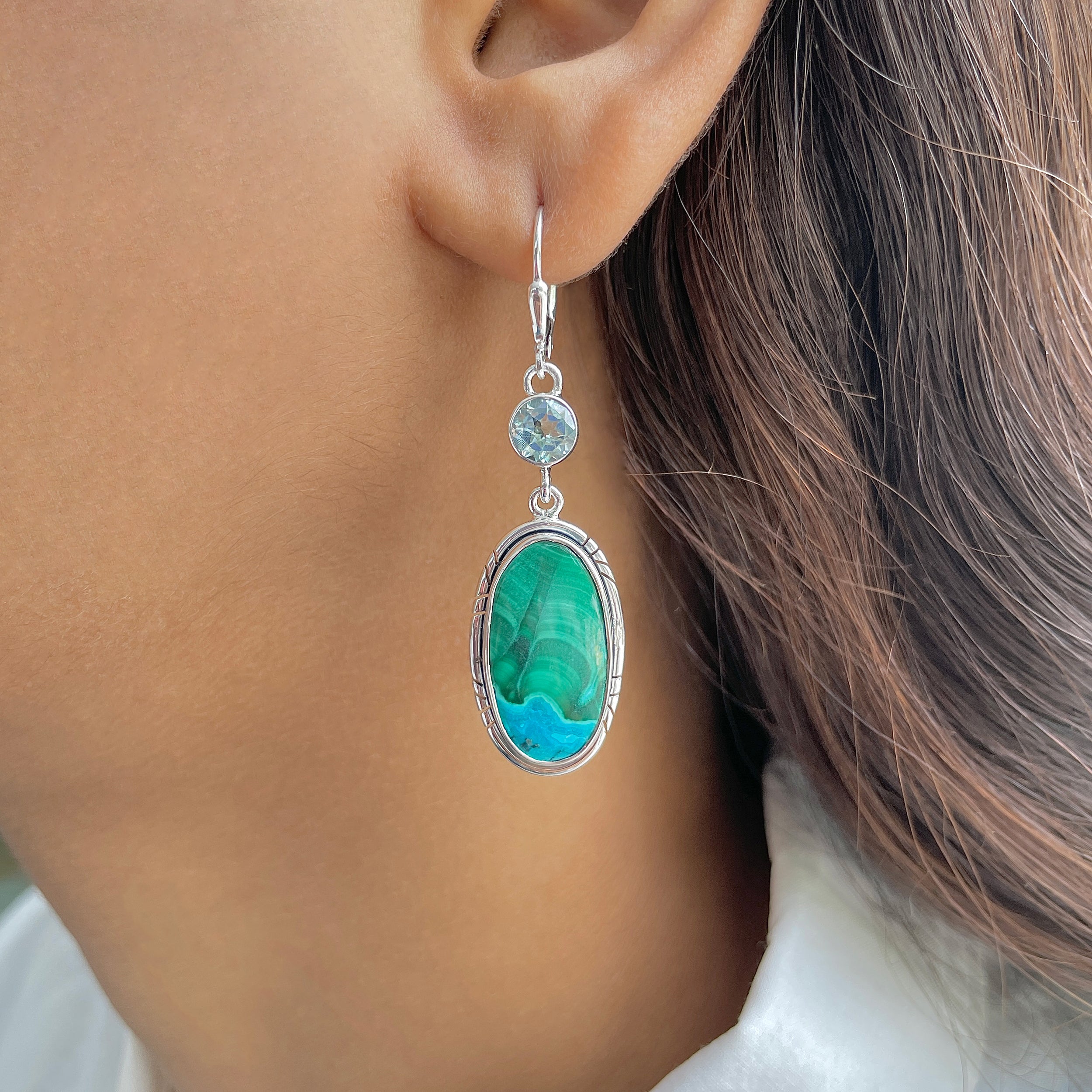 Azurite Malachite Earring-(AZM-E-66.)