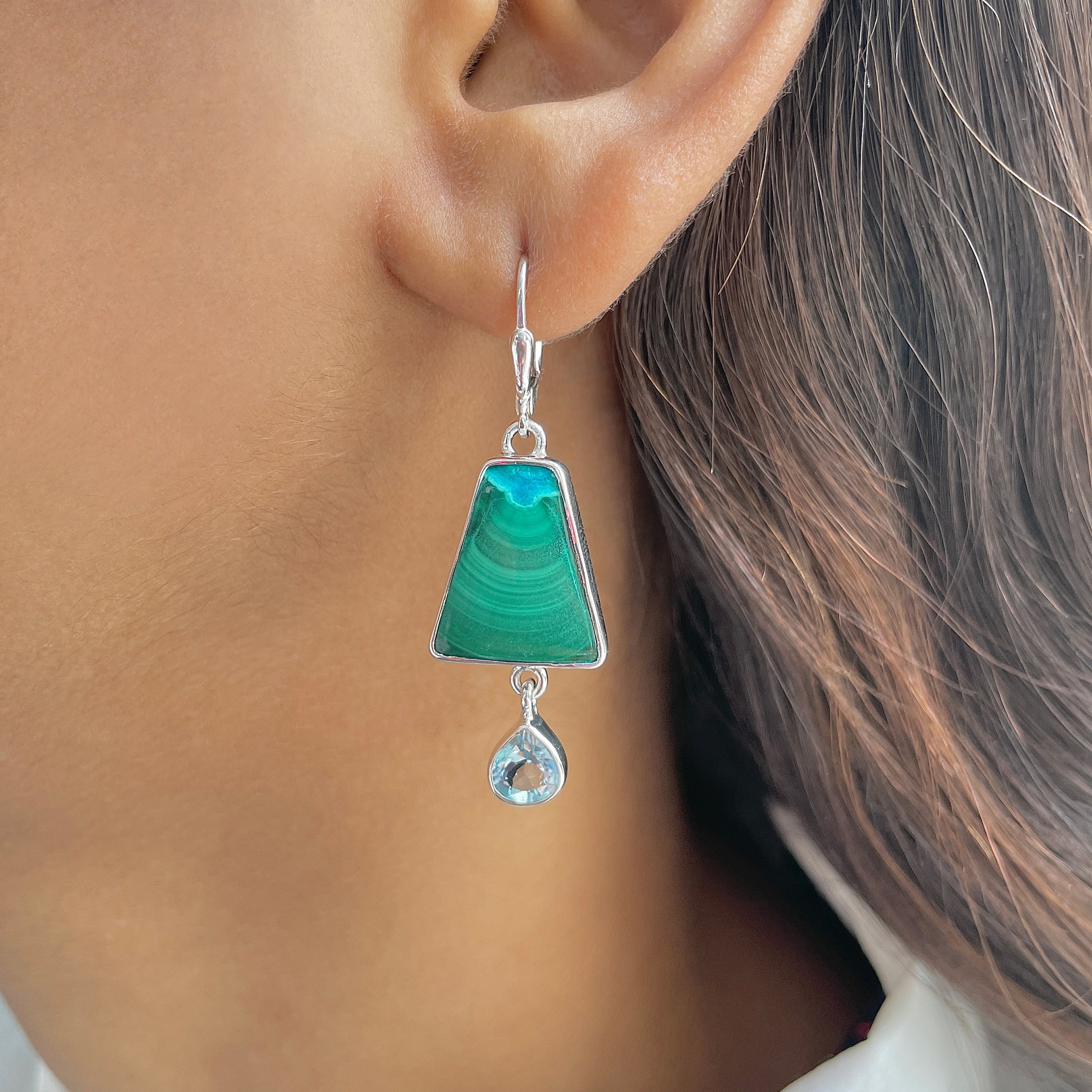 Azurite Malachite Earring-(AZM-E-68.)