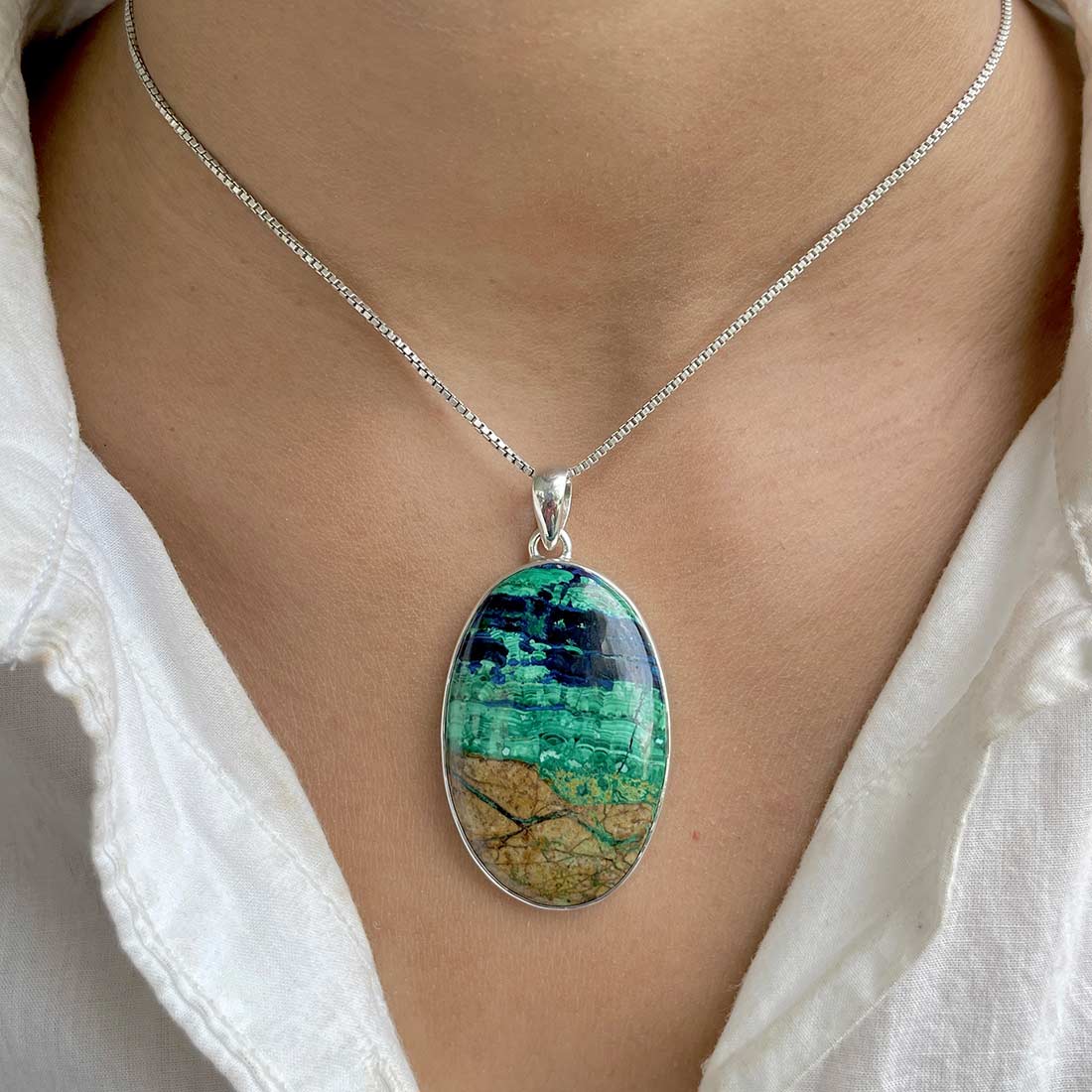 Azurite Malachite Pendant-(AZM-P-18.)