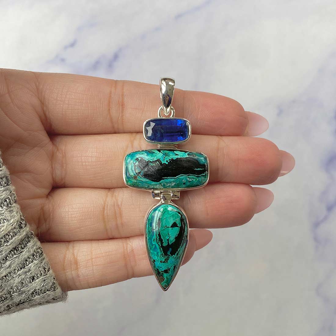 Azurite Malachite Pendant-(AZM-P-26.)