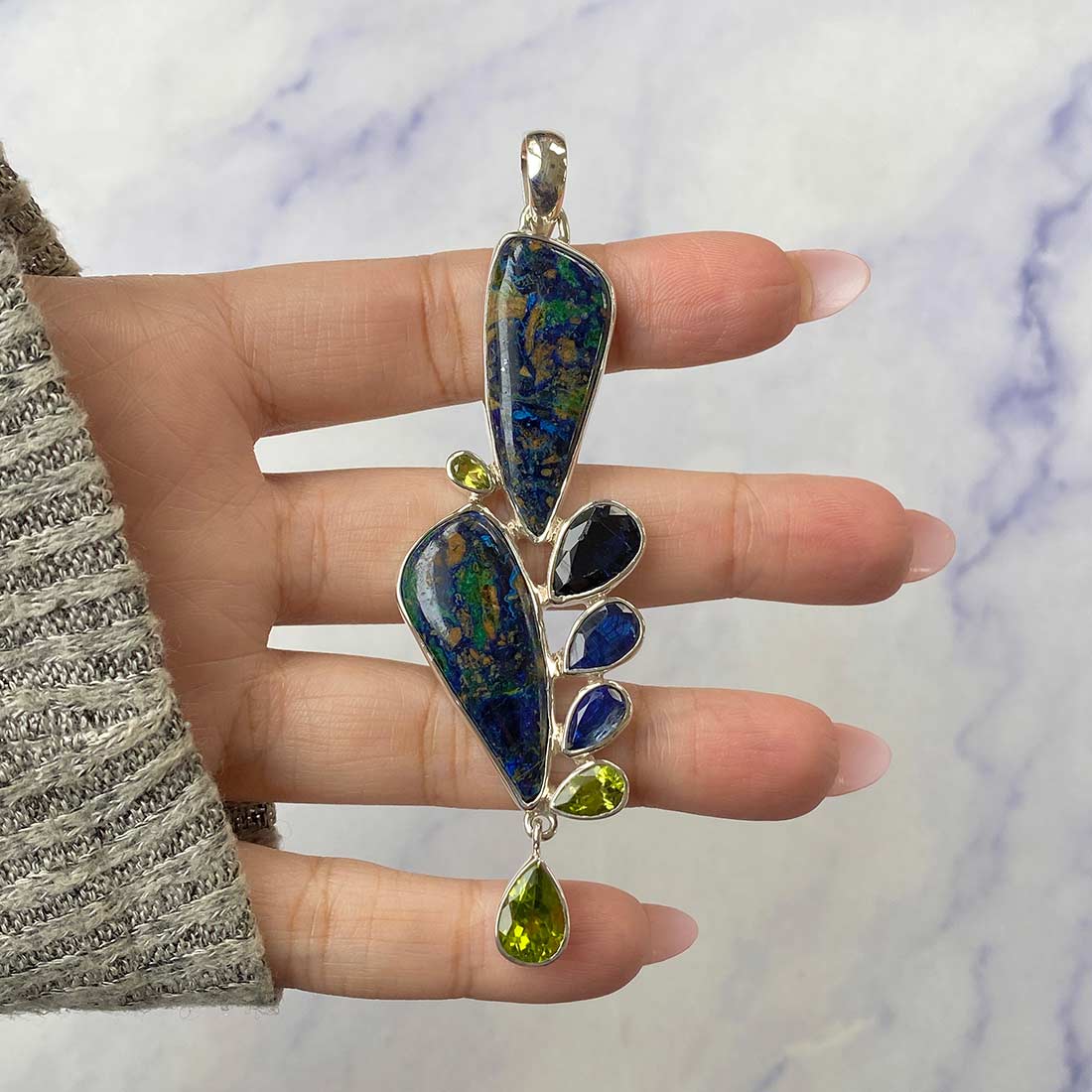 Azurite Malachite Pendant-(AZM-P-27.)