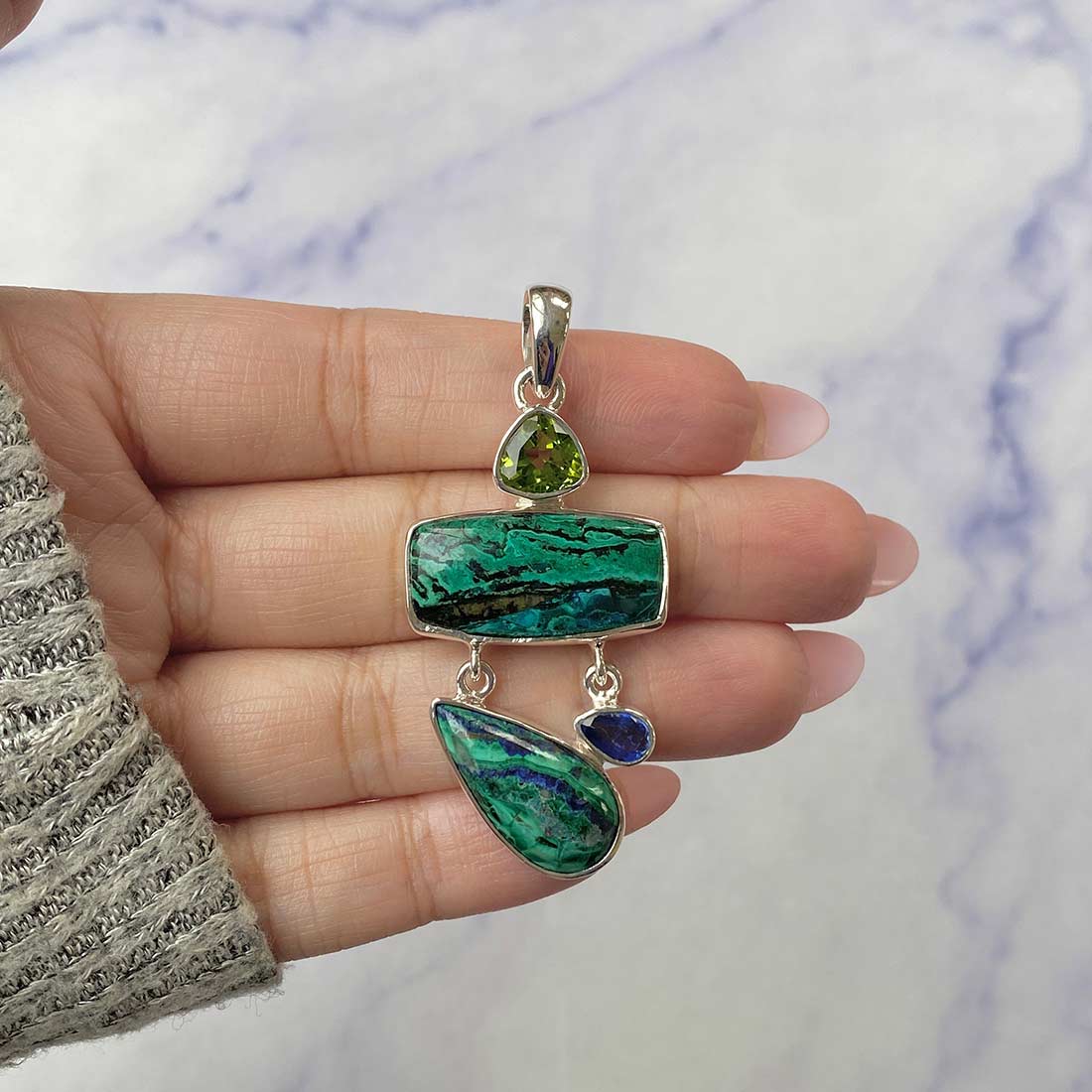 Azurite Malachite Pendant-(AZM-P-28.)