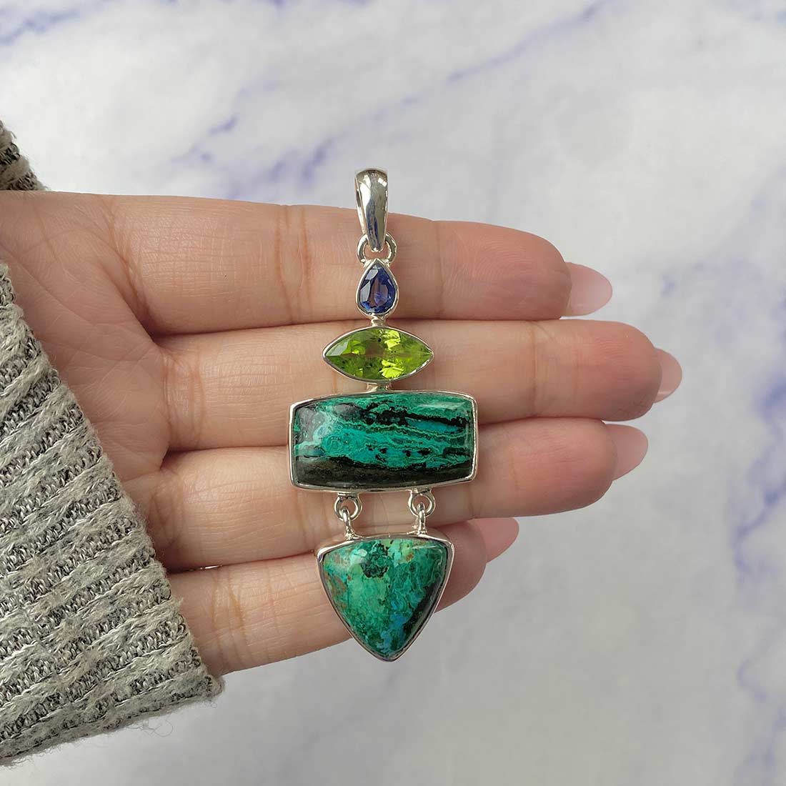 Azurite Malachite Pendant-(AZM-P-34.)