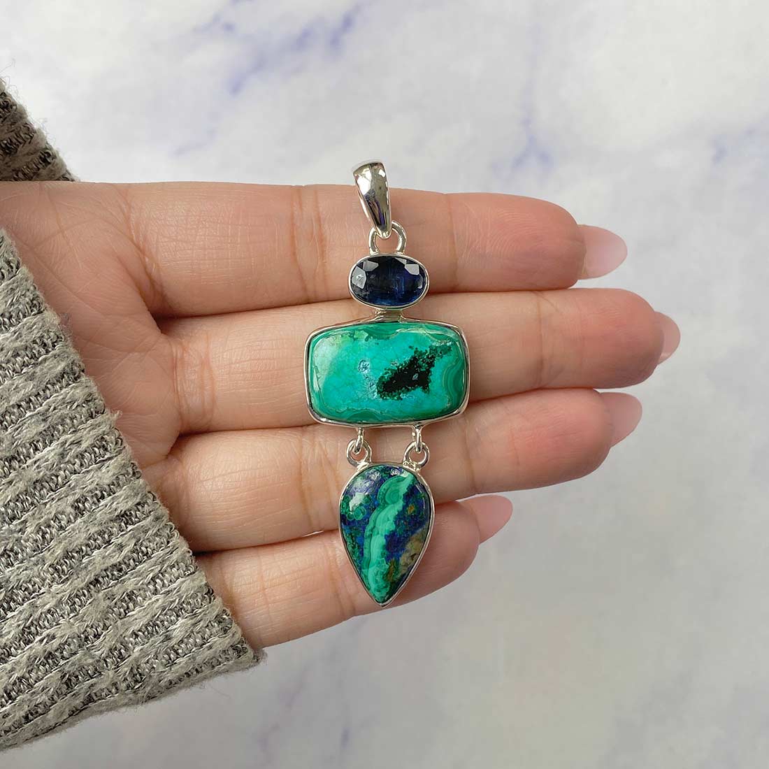 Azurite Malachite Pendant-(AZM-P-36.)