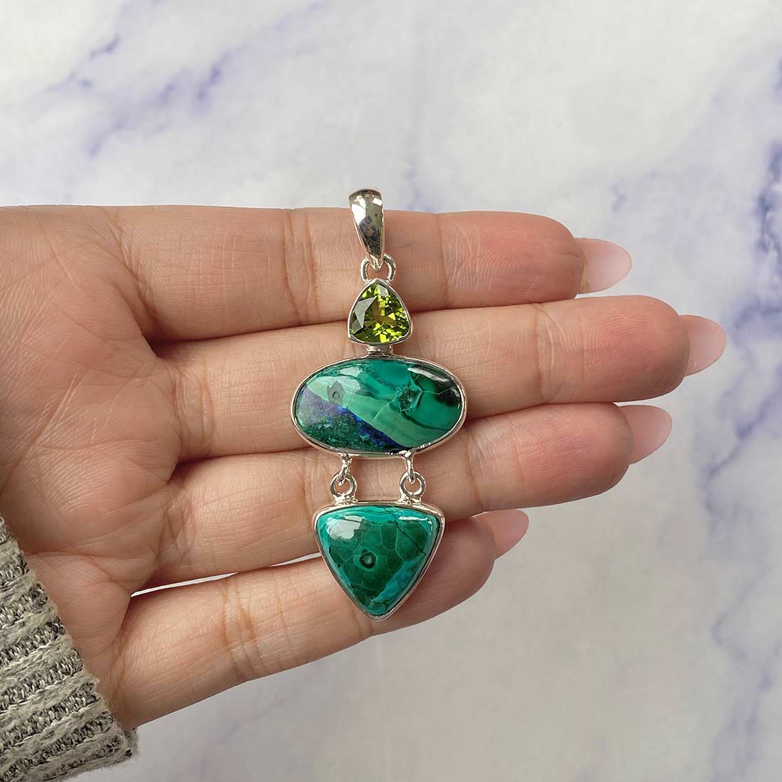 Azurite Malachite Pendant-(AZM-P-45.)