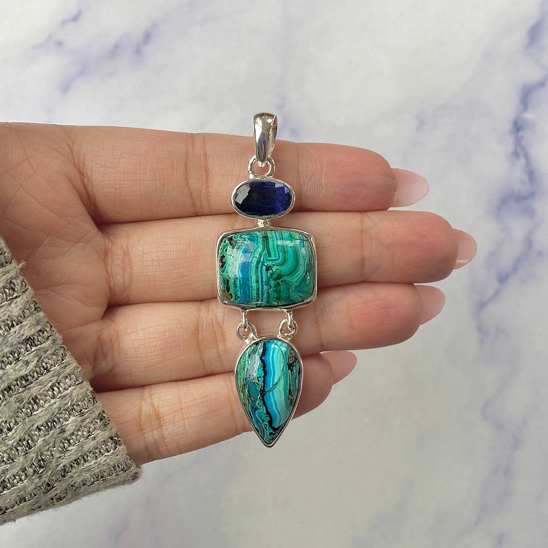 Azurite Malachite Pendant-(AZM-P-46.)