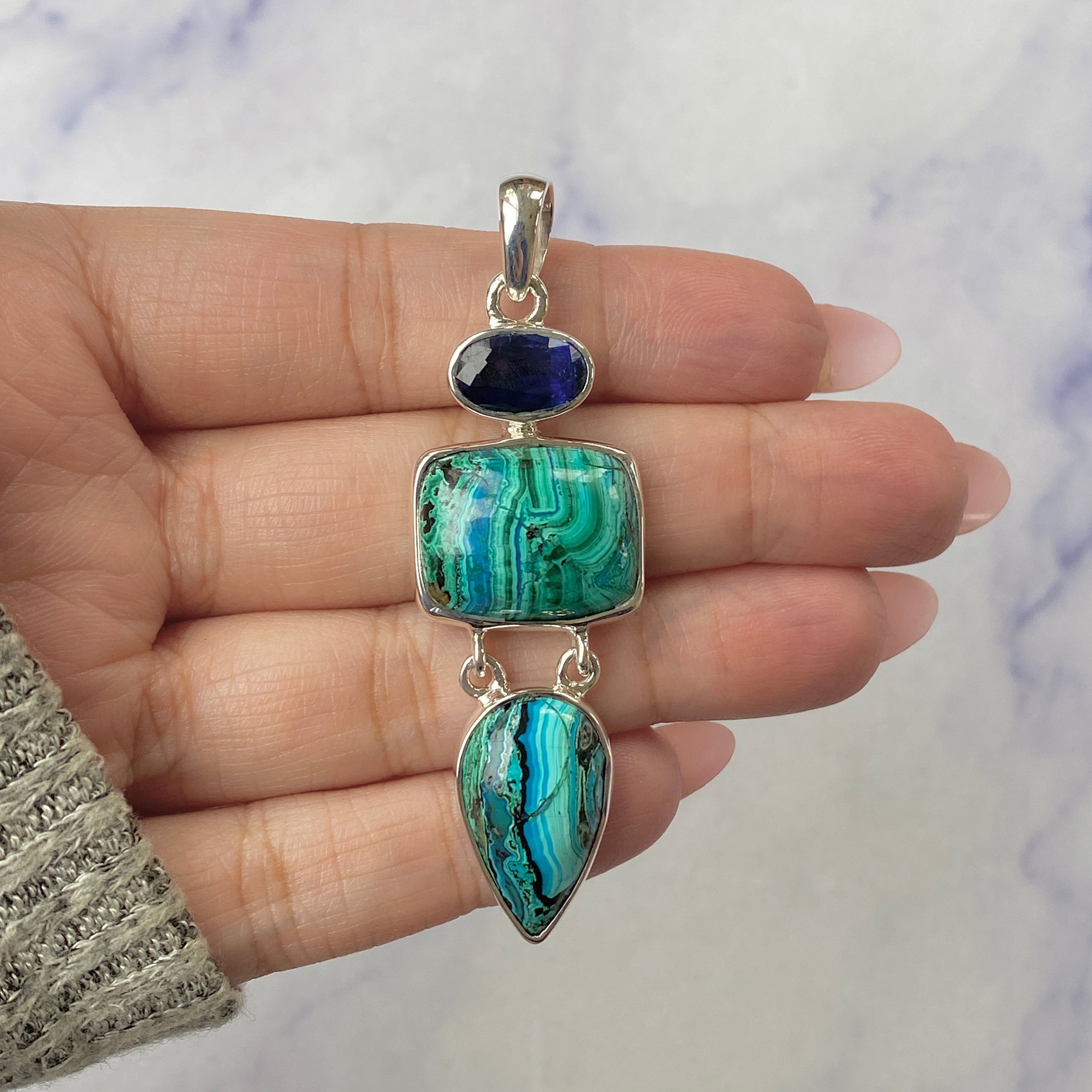 Azurite Malachite Pendant-(AZM-P-46.)