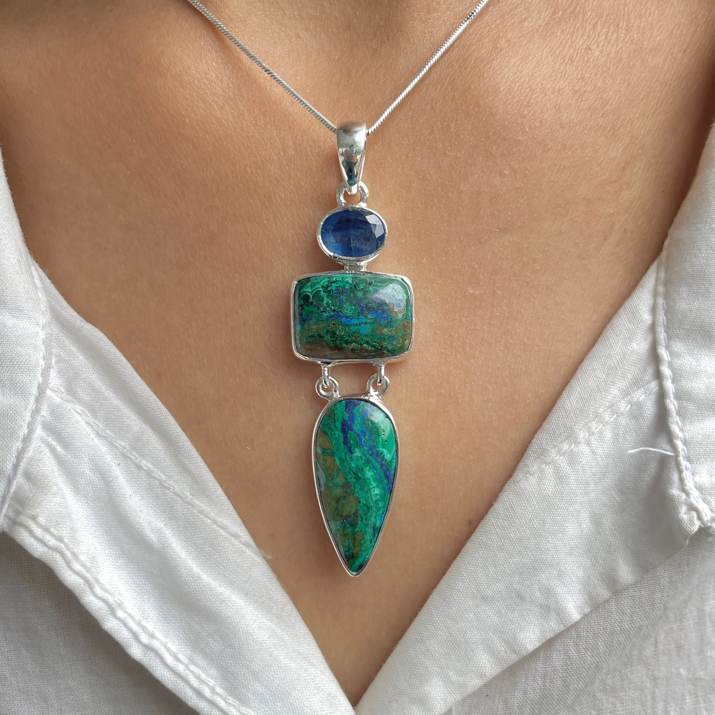 Azurite Malachite Pendant-(AZM-P-64.)