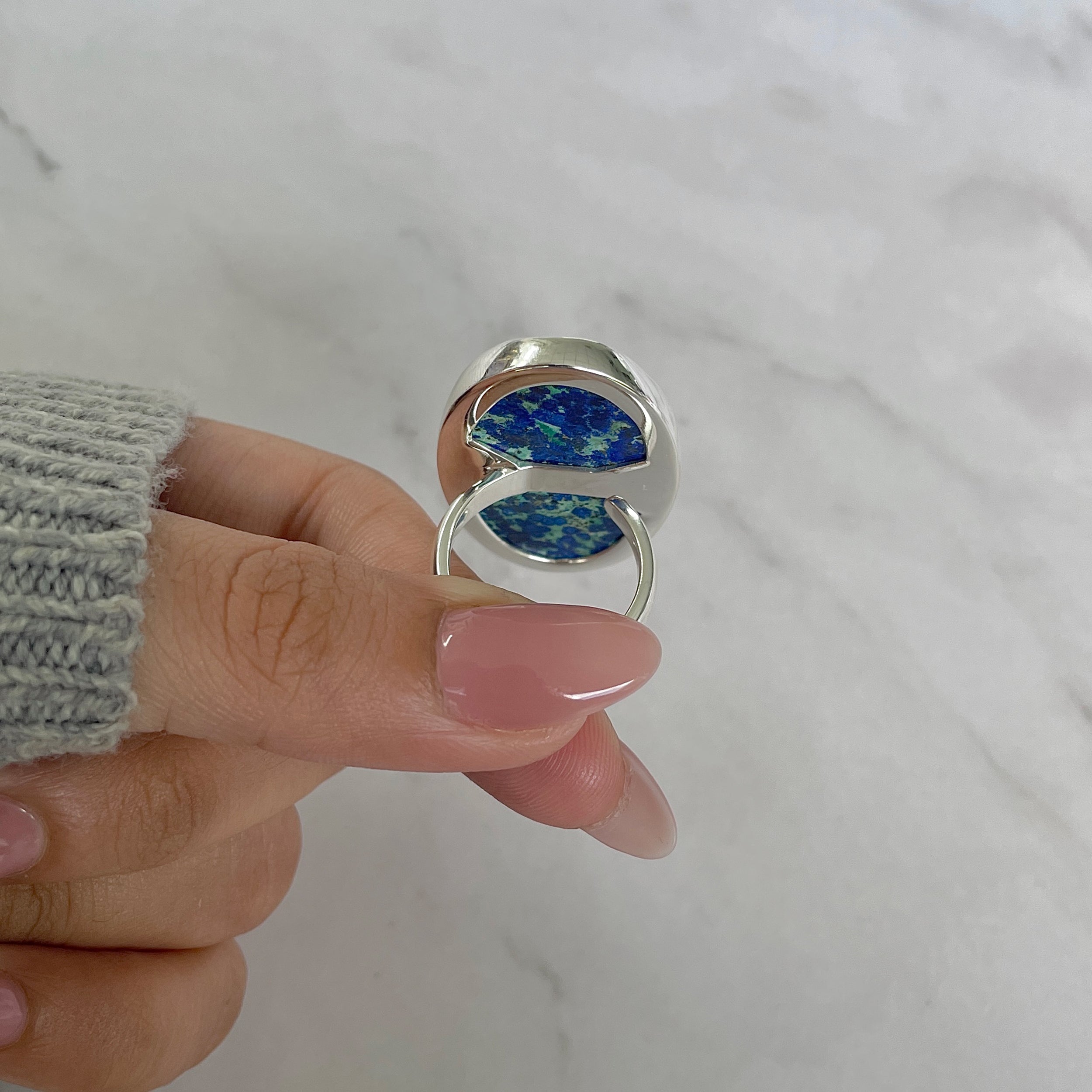 Azurite Malachite Adjustable Ring-(AZM-R-101.)